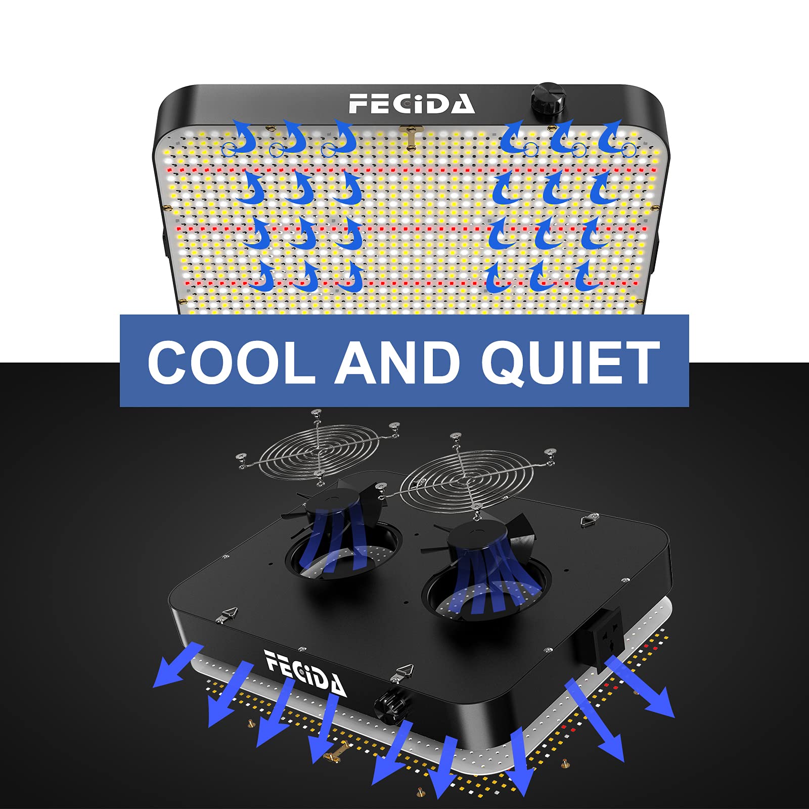 Fecida Dimmable Led Grow Light 24000 Lumen 260 Watt, 2024 Best 3X3 2X4 Ft Grow Tent Light, Uv-Ir Included Full Spectrum Plant Growing Lamps With 1176Pcs Leds, Daisy Chian Function, Quiet Built-In Fan