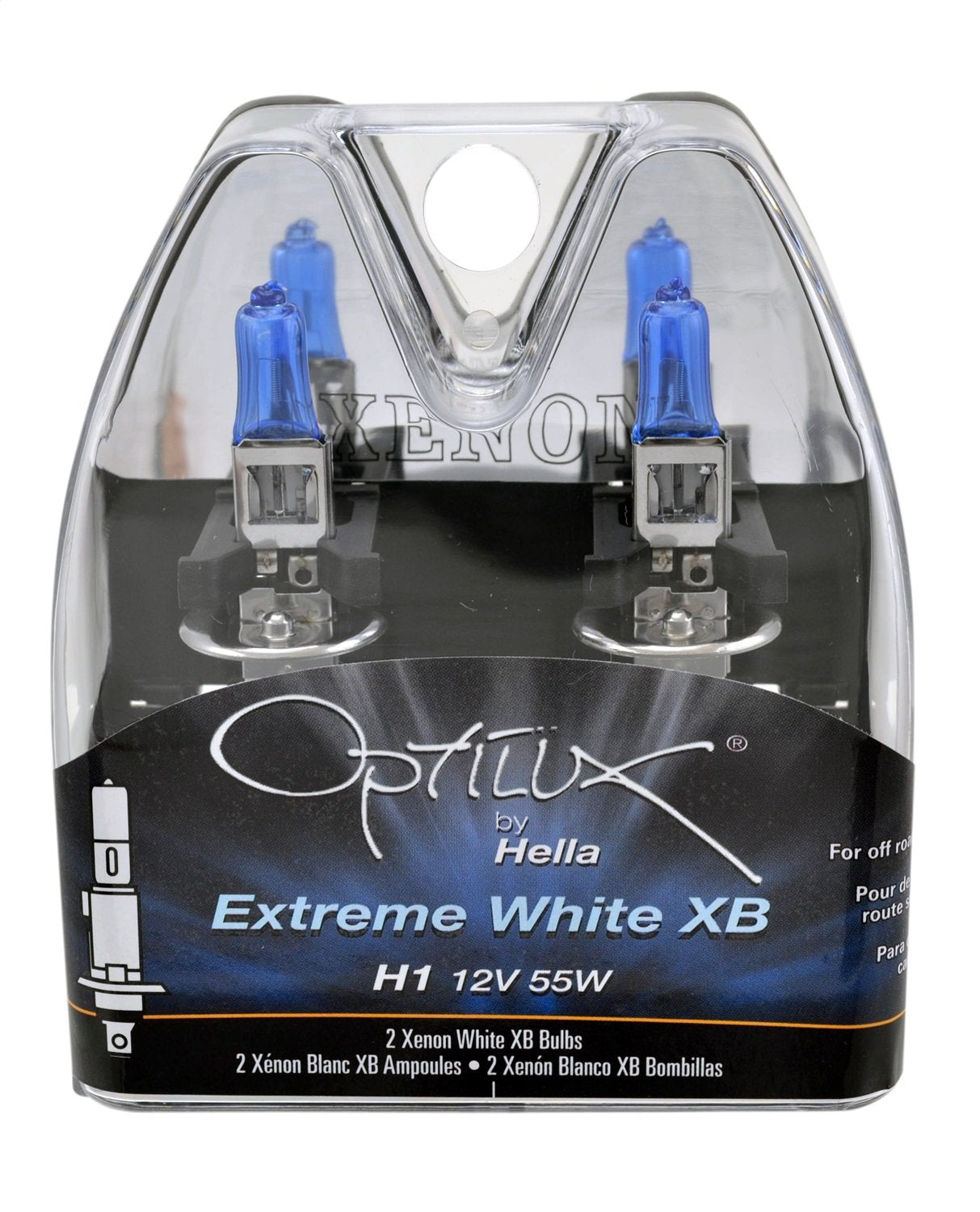 HELLA H71071242 Optilux XB H1 Halogen Bulbs, 12V, 55W, Extreme White, 2 Pack
