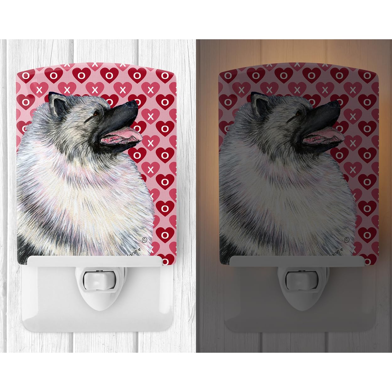Carolines Treasures Ceramic Night Light, Keeshond Design, 6x4x3in, Model SS4488CNL, UL-Certified for Bedroom, Bathroom, Nursery