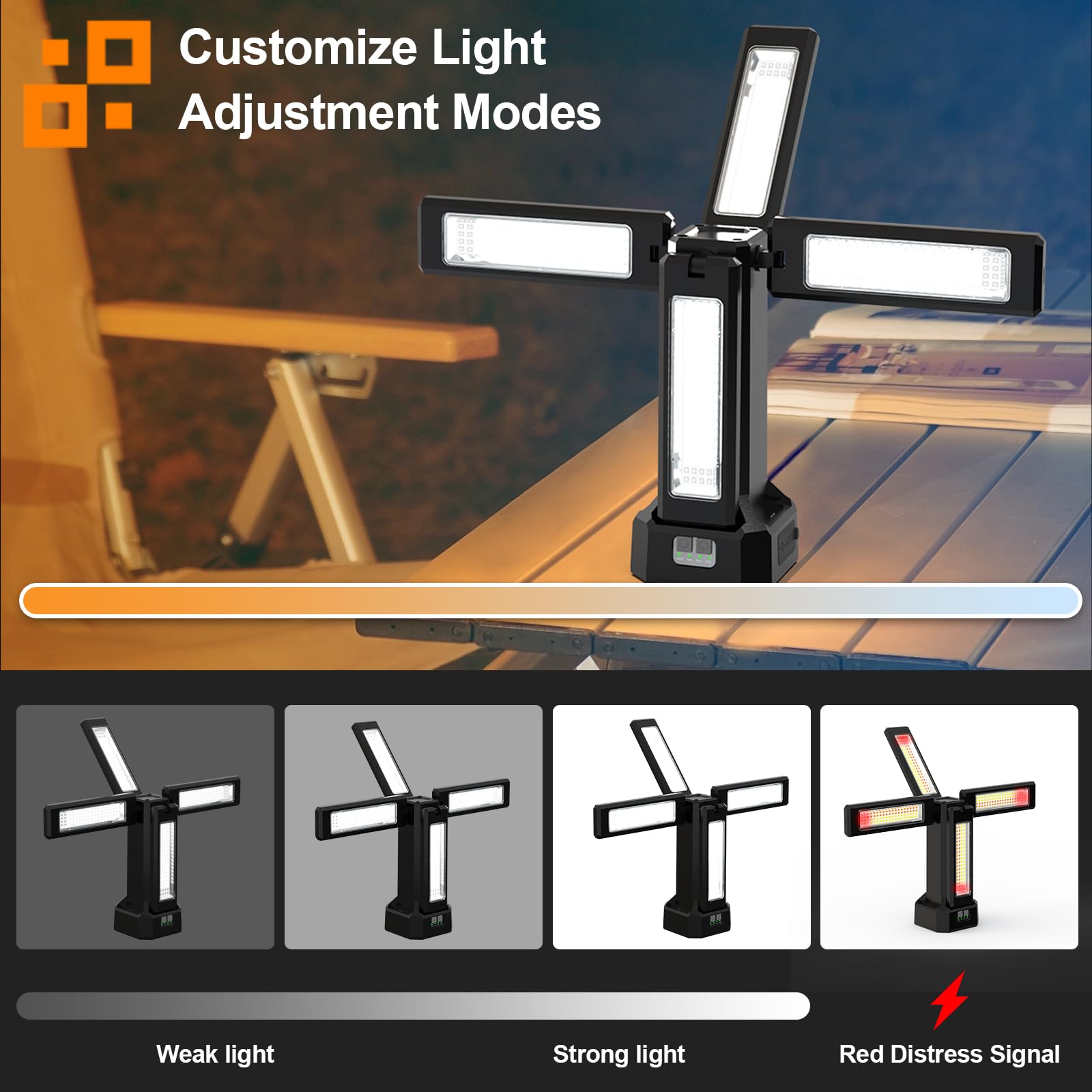 13200Mah Rechargeable Solar Work Light Ip64 Waterproof With Folding Stand And Carrying Bag, Aodoo 8000 Lumen Cordless Camping Li