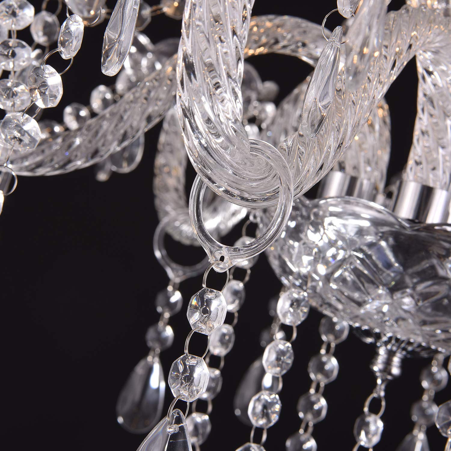 Baotree Crystal Chandelier Pendant Light, 15 Lights, Aluminum, Transparent, XX-Large 15 Arm, European Style for Dining Living Room Bedroom