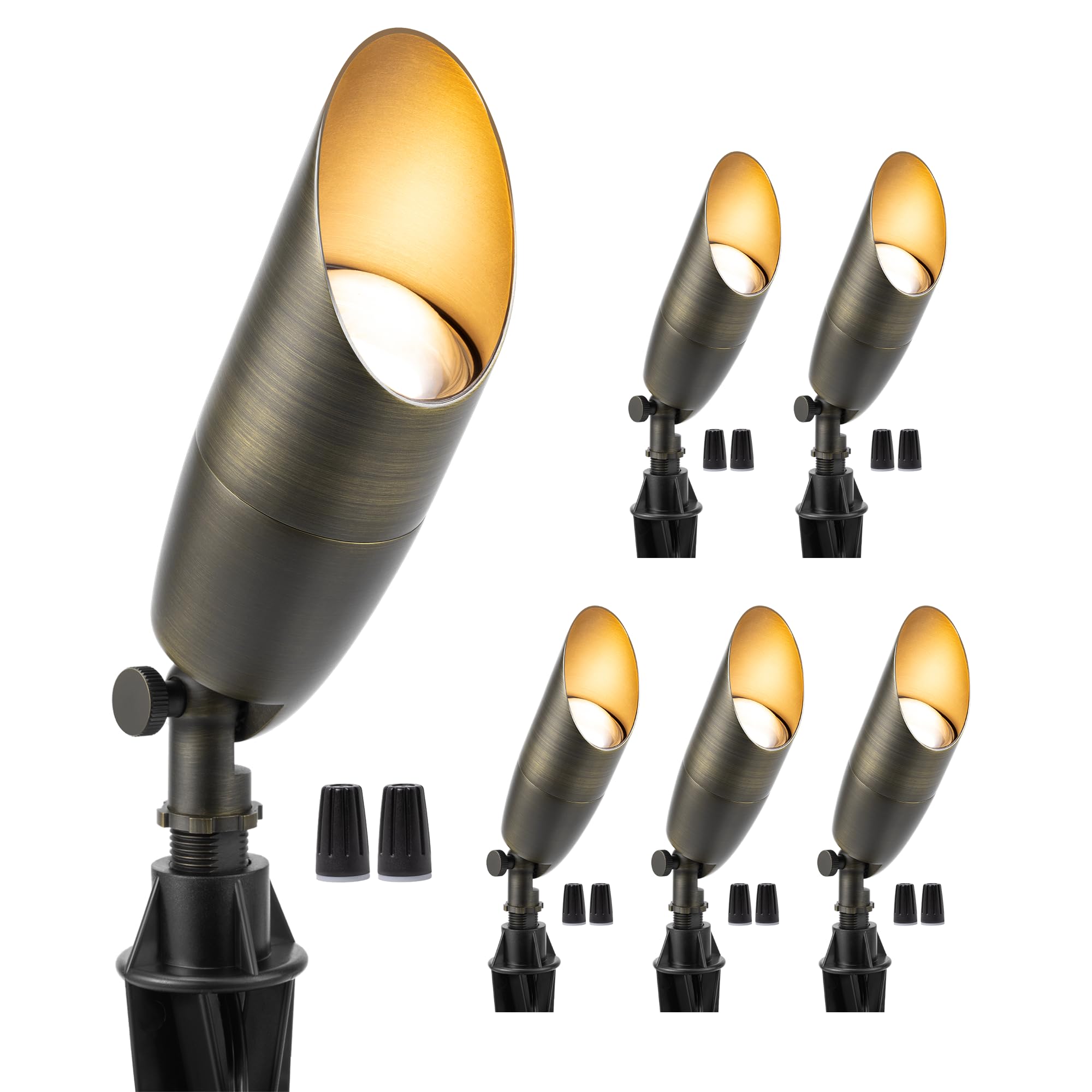 Gardenreet Low Voltage Spot Lights - Brass Landscape Spotlight Wired, 12V Outdoor LED Uplights, Directional Waterproof 4 Inch El
