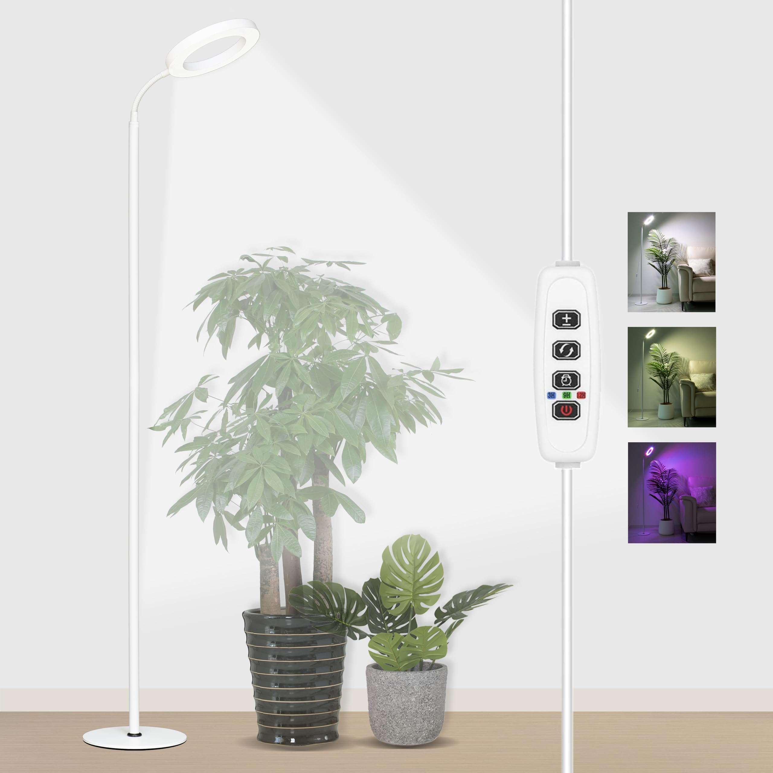 Geciliaoran Grow Light for Indoor Plants, Full Spectrum LED Halo Tall Plant Growing Lights with Stand, Height Adjustable Growth