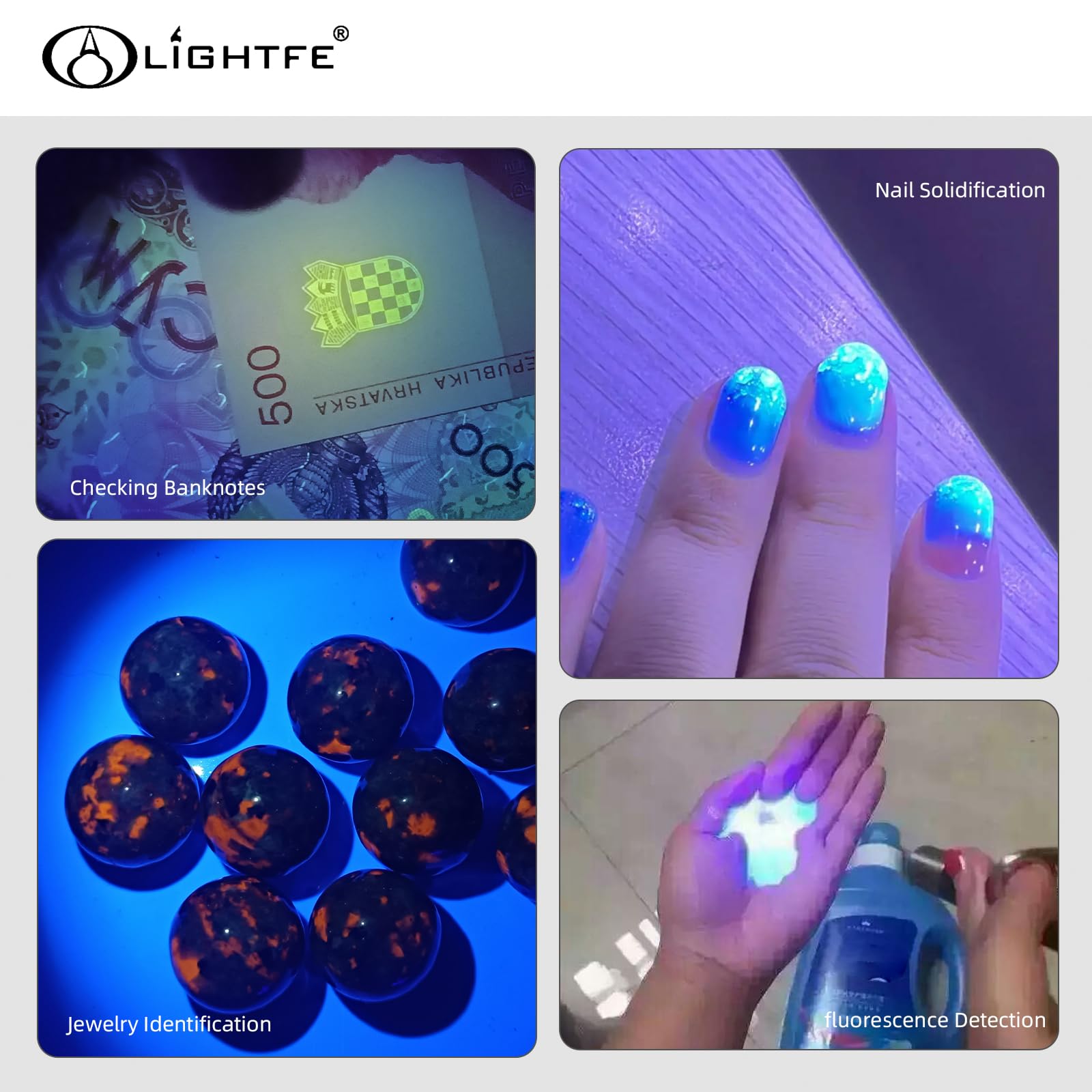LIGHTFE UV Mini 01D Blacklight Flashlight, 365nm Keychain Lamp for Pet Urine & Stain Detection, UV365NM Color