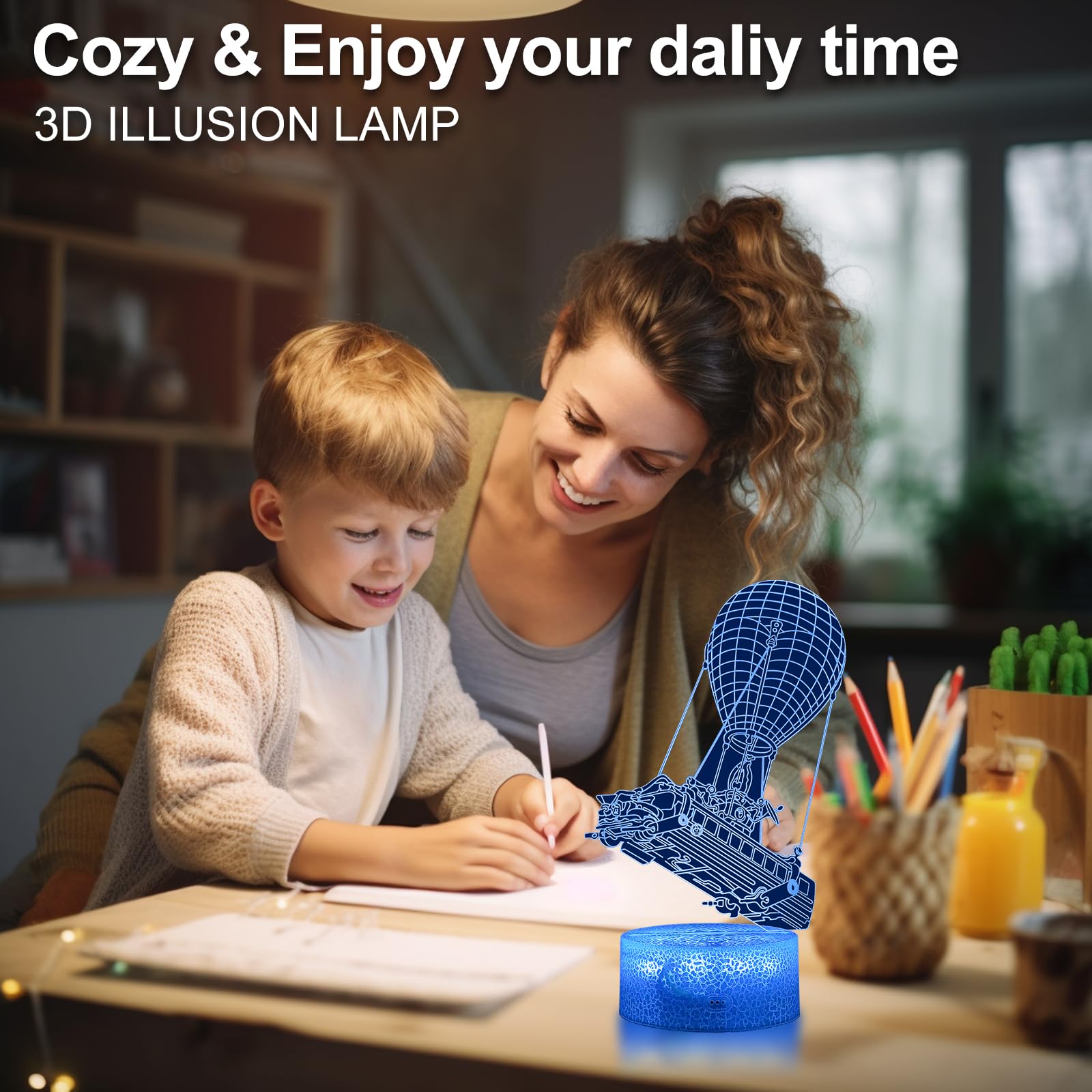 ZIXEAR 3D Illusion Lamp with Remote & Touch Control, 16 Colors, USB & Battery Powered, Model Bailei-3d-zx, Kids Night Light