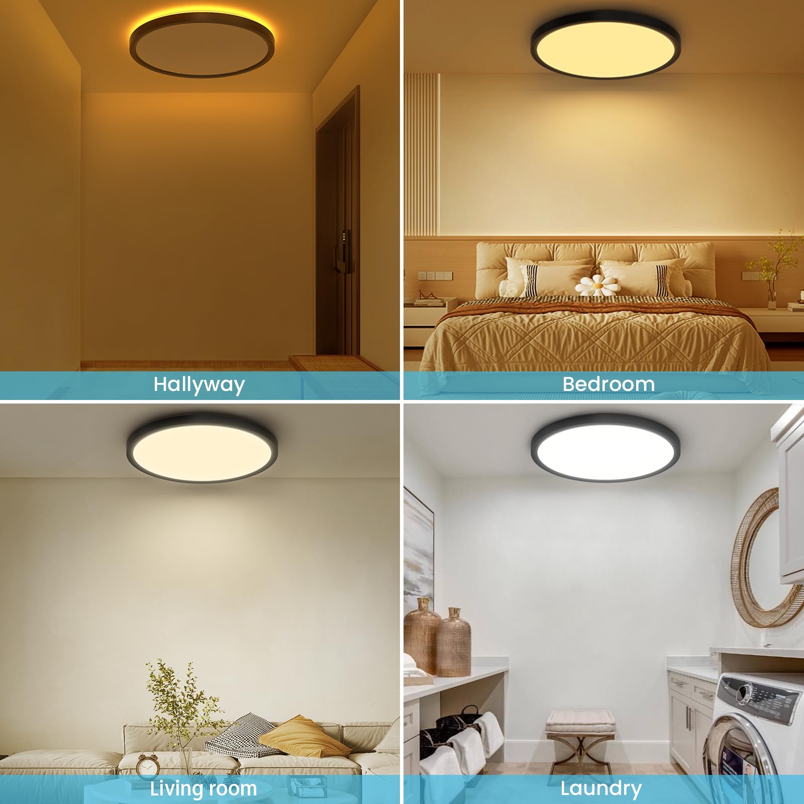 Deeplite Ceiling Light Fixture With Night Light By Remote Control,12 Inch Flush Mount Dimmable Ceiling Lights 24W 1800K-6500K St