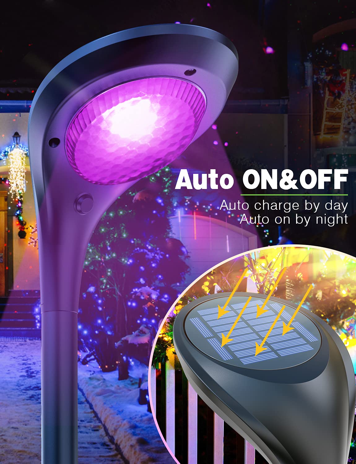 OSORD Solar Pathway Lights, 4-Pack Color Changing LED Garden Lights, Waterproof for Halloween & Christmas, Model OS-Path-01-4C