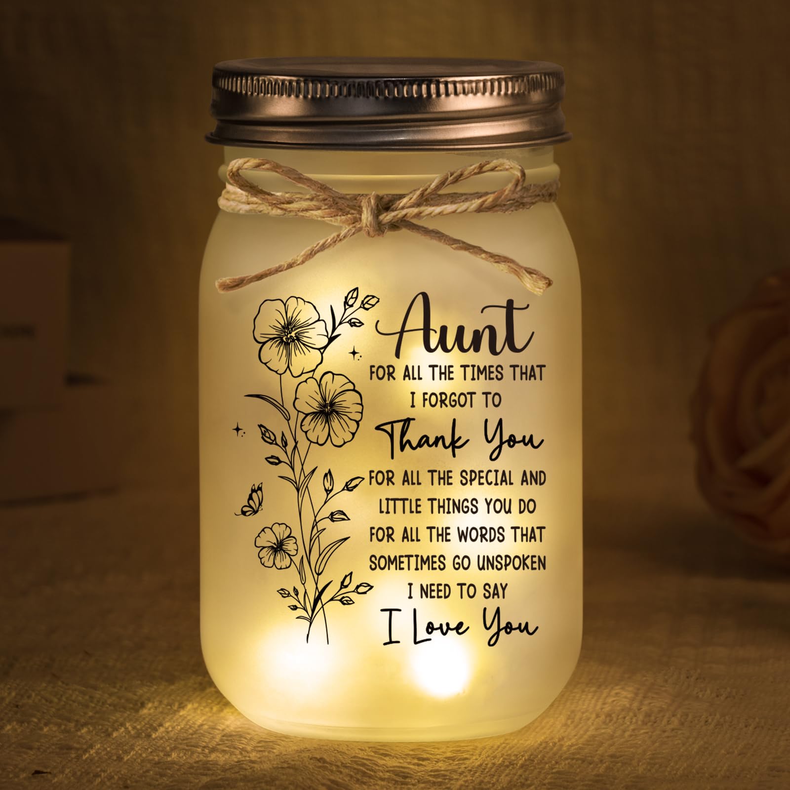 Benecharm Christmas Aunt Gifts  Aunt Birthday Gifts  Decorative Jar Light Night Gift For Aunts Birthday  Christmas  Mothers Day  Aunts Presents From Niece Nephew