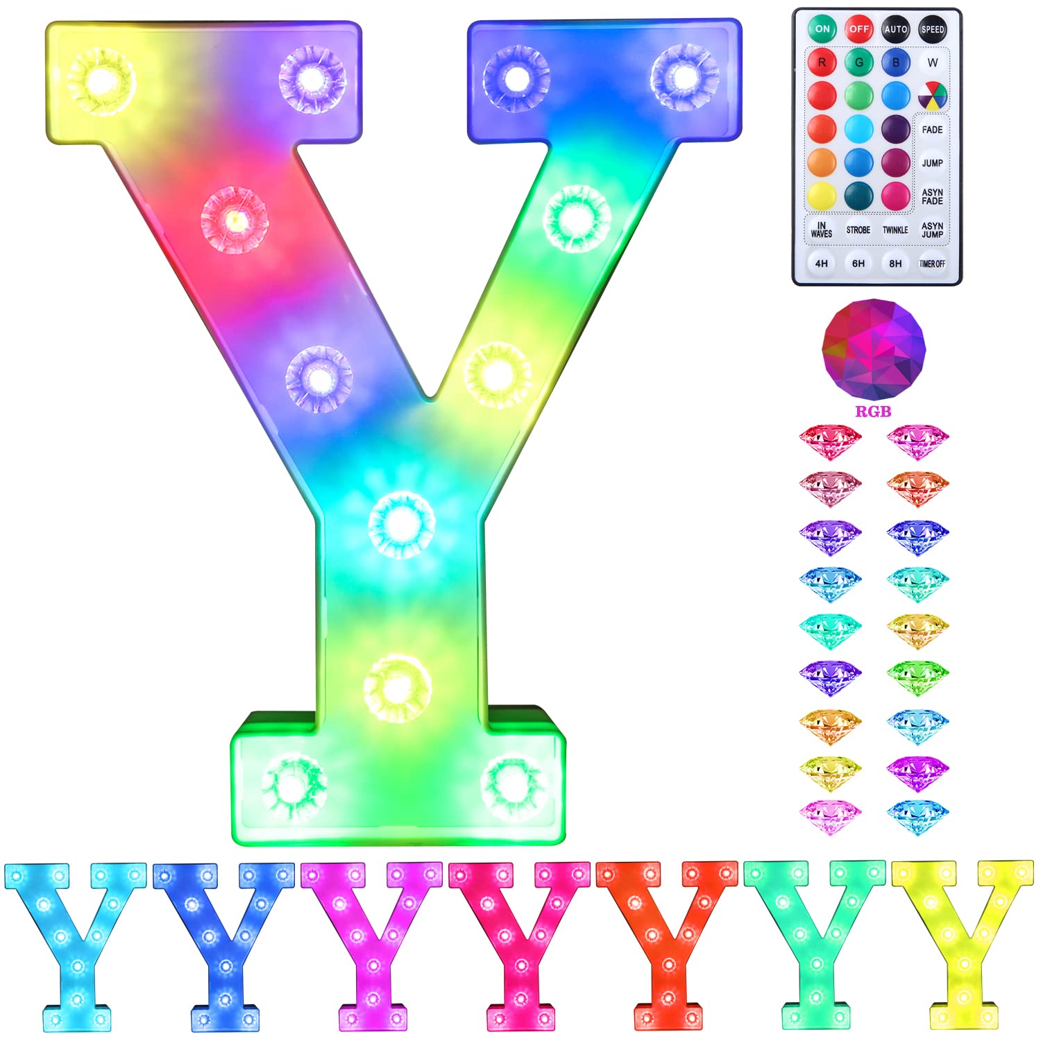 Colorful Light up Letters Led Marquee Letter Lights with Remote 18 Colors Letters with Lights for Wedding Birthday Party Lamp Ch