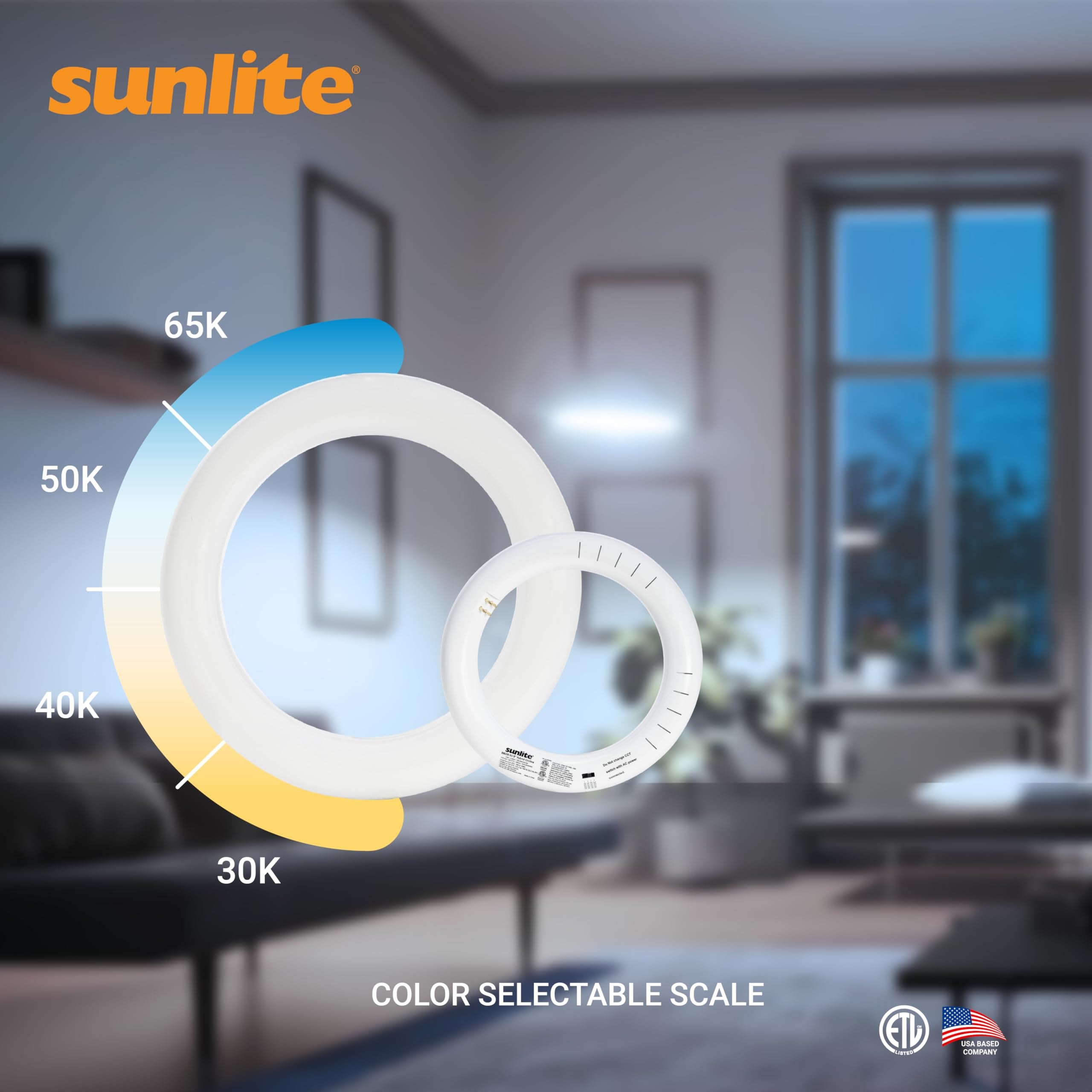 Sunlite 8'' T9 Led Circline Bulb, 11W, 120-277V, Non-Dimmable, 1100 Lmns, G10Q 4-Pin Base, Cct Selectable 30K/40K/50K/65K, Etl L