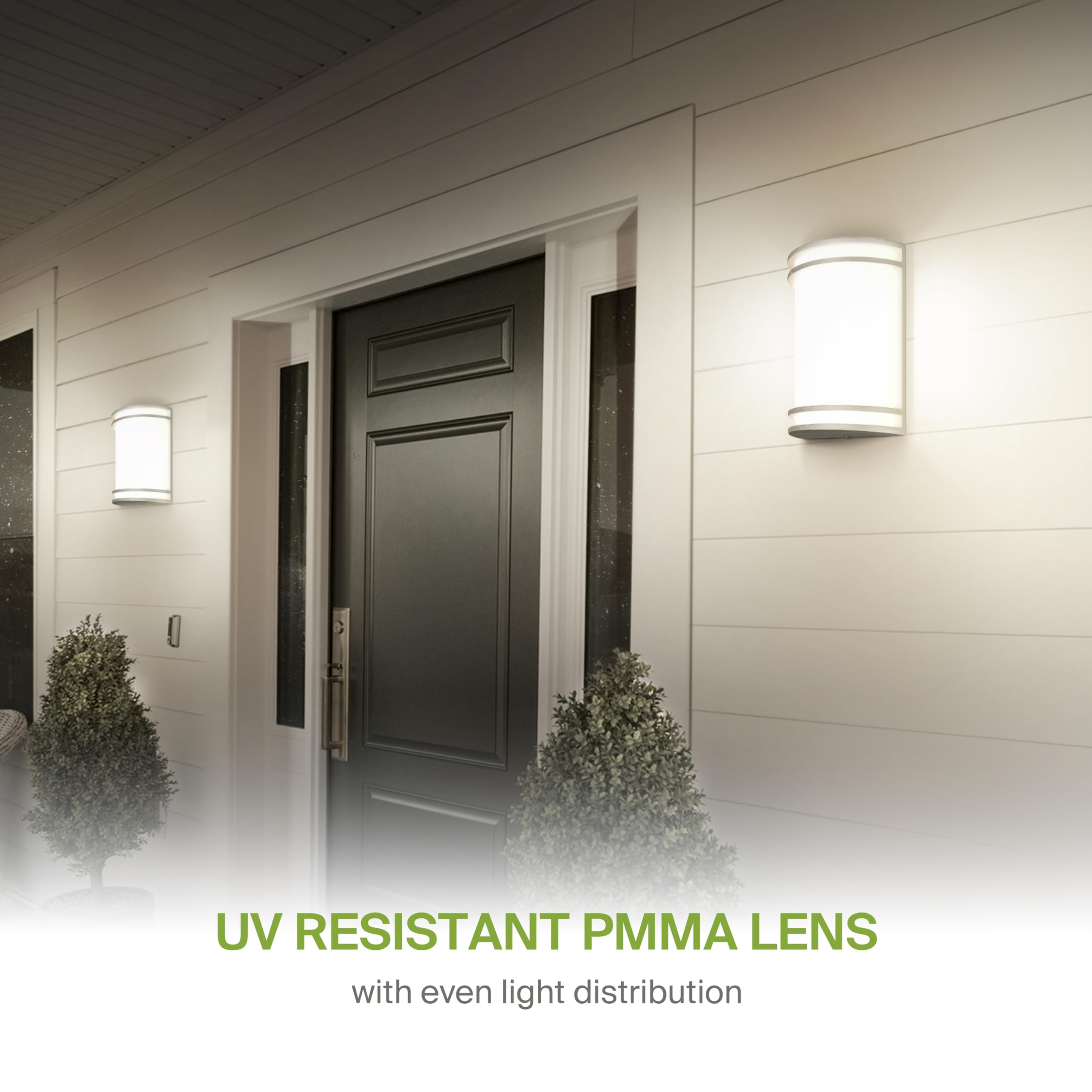 ASD 10 Inch LED Outdoor Wall Mount Light Fixture - Brushed Nickel Modern Wall Sconce Lighting - 120-277V 15W 3000/4000/5000K Adj