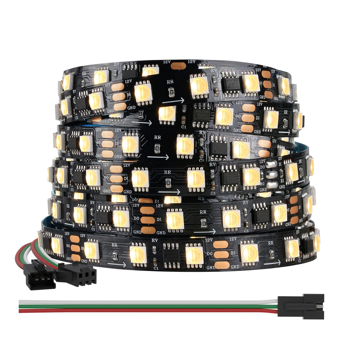 BTF-LIGHTING WS2814 IC RGBW RGB+Warm White (Similar WS2812B) Addressable DC12V 16.4FT 60LED/m 20pixel/m Flexible 4 Colors in 1 D