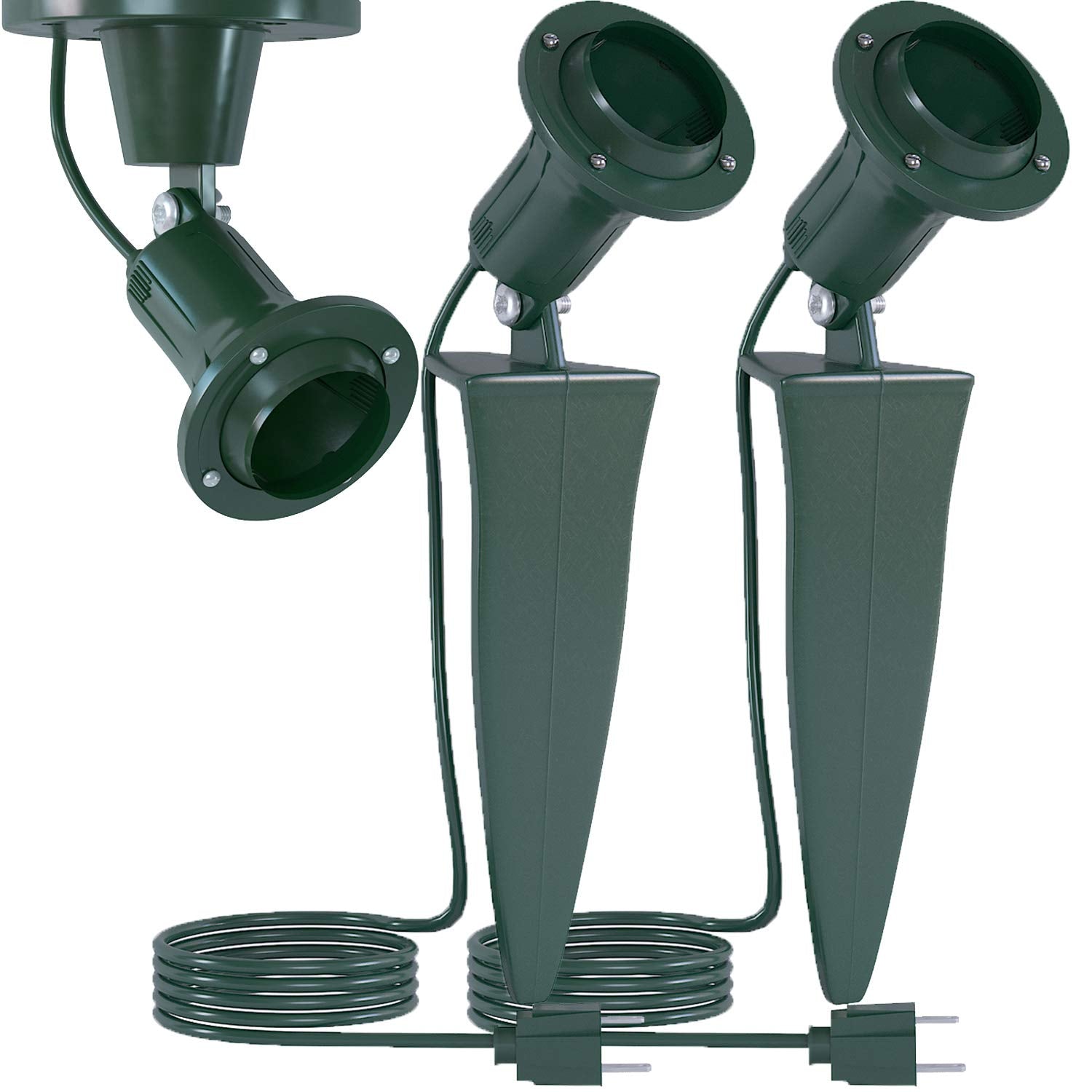 Home Intuition Outdoor Flood Stake Light, 6-ft Cord, Metal, Green, 2-Pack, Model SL08619-2