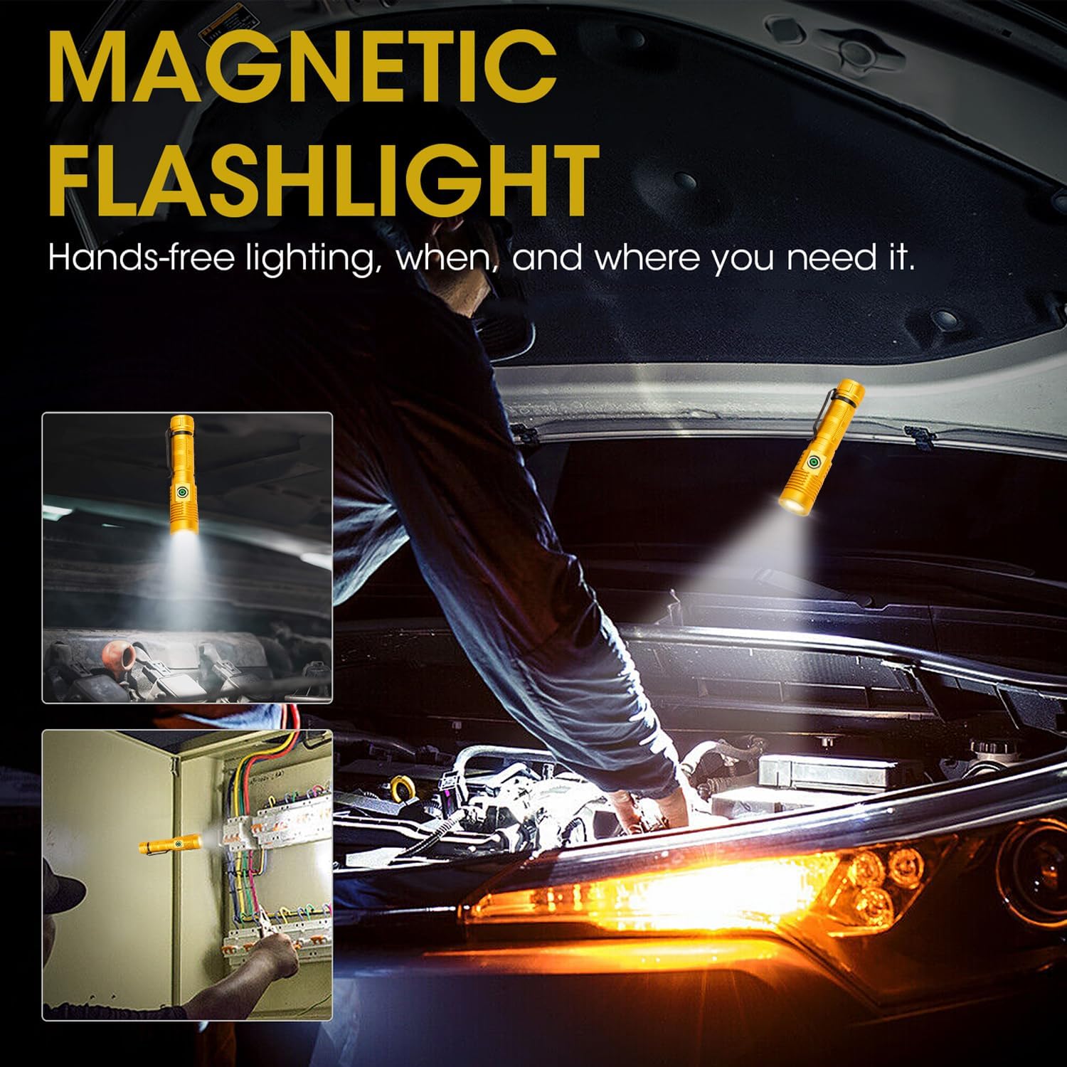 Rechargeable Flashlight High Lumens, High Lumens Super Bright Magnetic Flash Light, 1500 Meter Long-Range Zoomable Led Flashligh