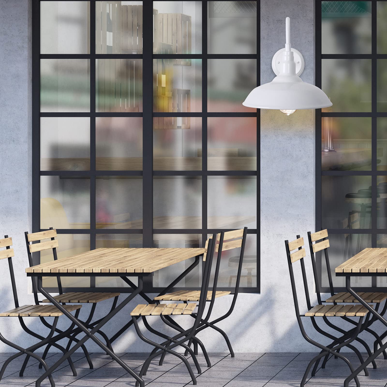 Goalplus 10&quot; White Gooseneck Barn Light Fixture - Waterproof Outdoor Wall Lantern, Farmhouse Style