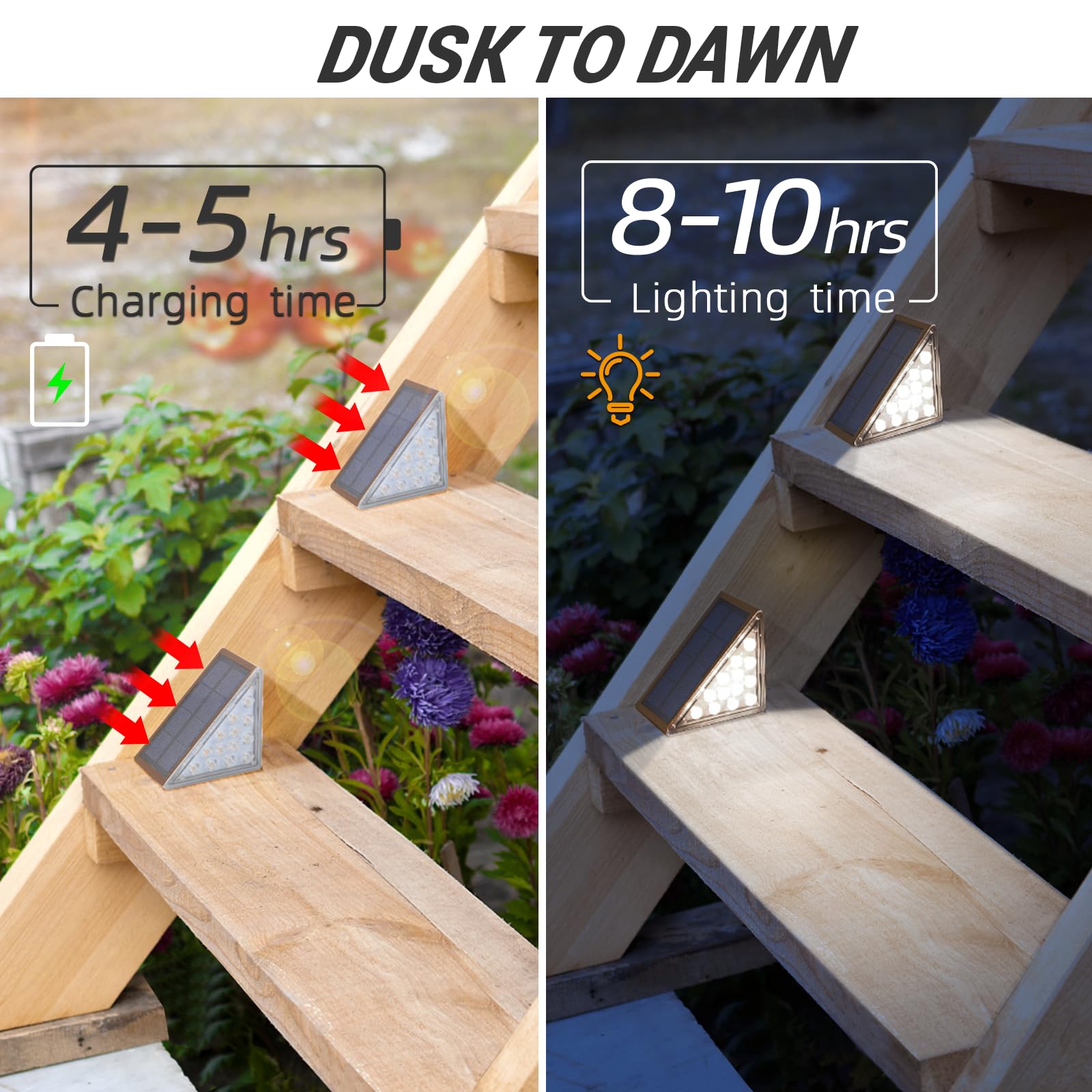 NIORSUN Solar Stair Lights, Waterproof IP67, Auto On/Off, Cool White, 12 Pack, Brown, Model ABE110-B