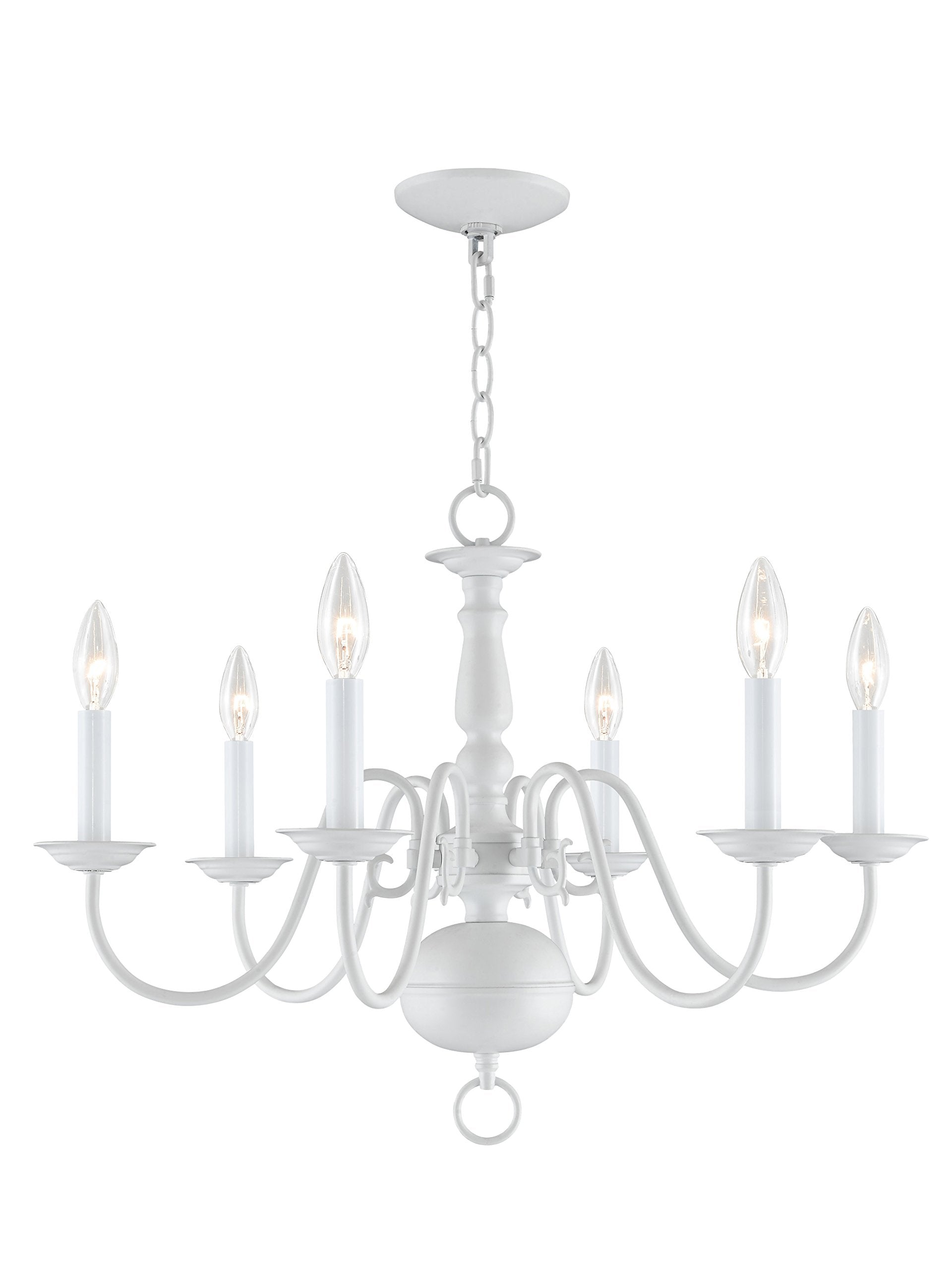 Livex Lighting 5006-03 Williamsburgh 6-Light Chandelier, White