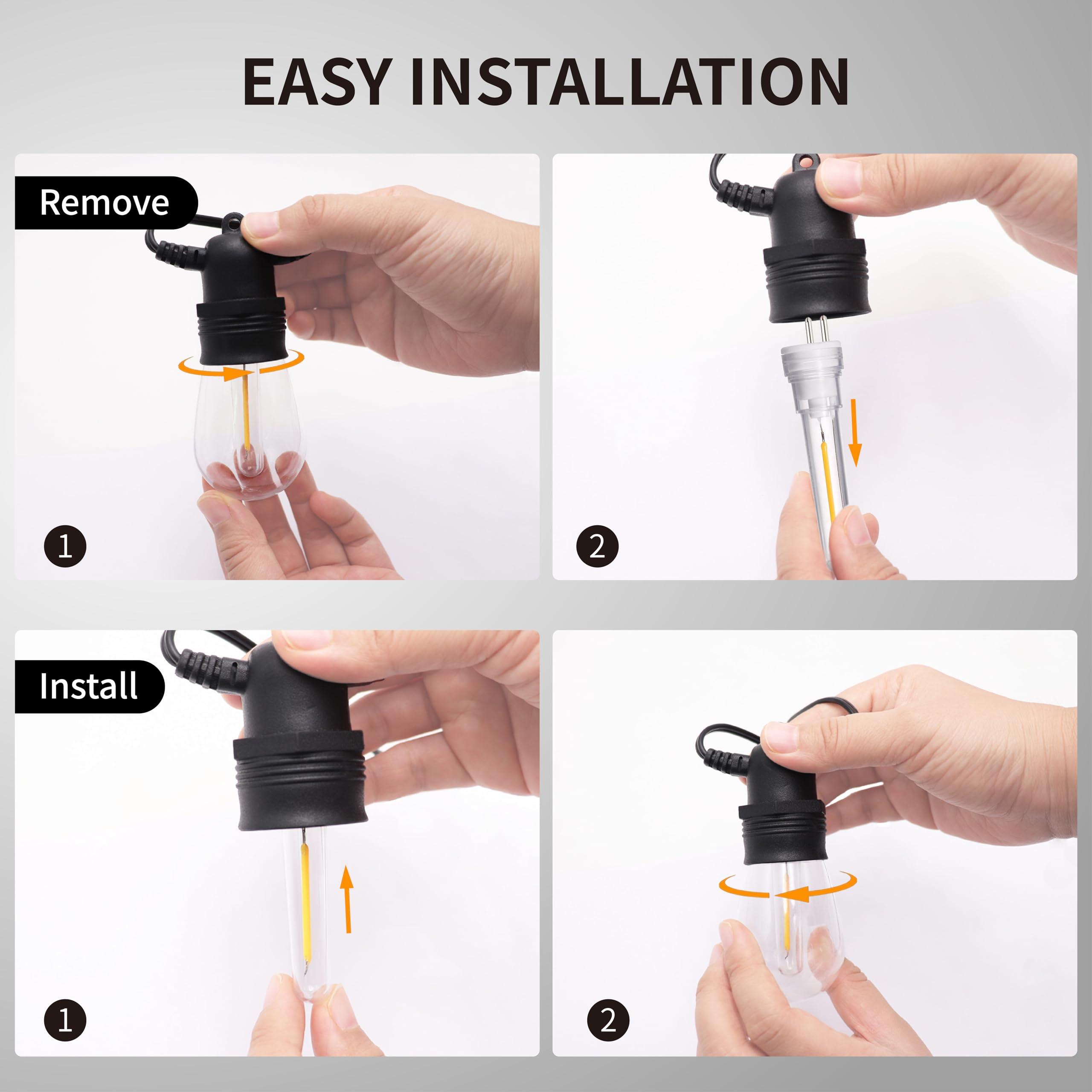 HISTAR S14 Dimmable LED Bulbs, 18 Pack, Shatterproof & Waterproof, Warm White 2700K