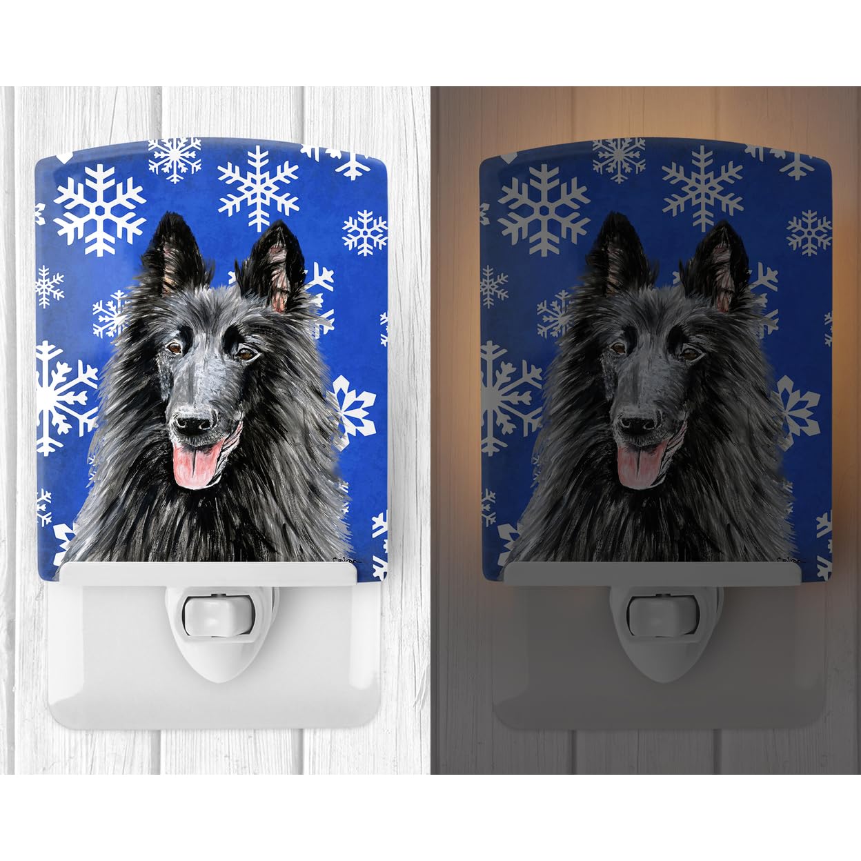 Carolines Treasures Belgian Sheepdog Ceramic Night Light, UL-Certified, 6x4x3in, Multicolor, Model SC9398CNL
