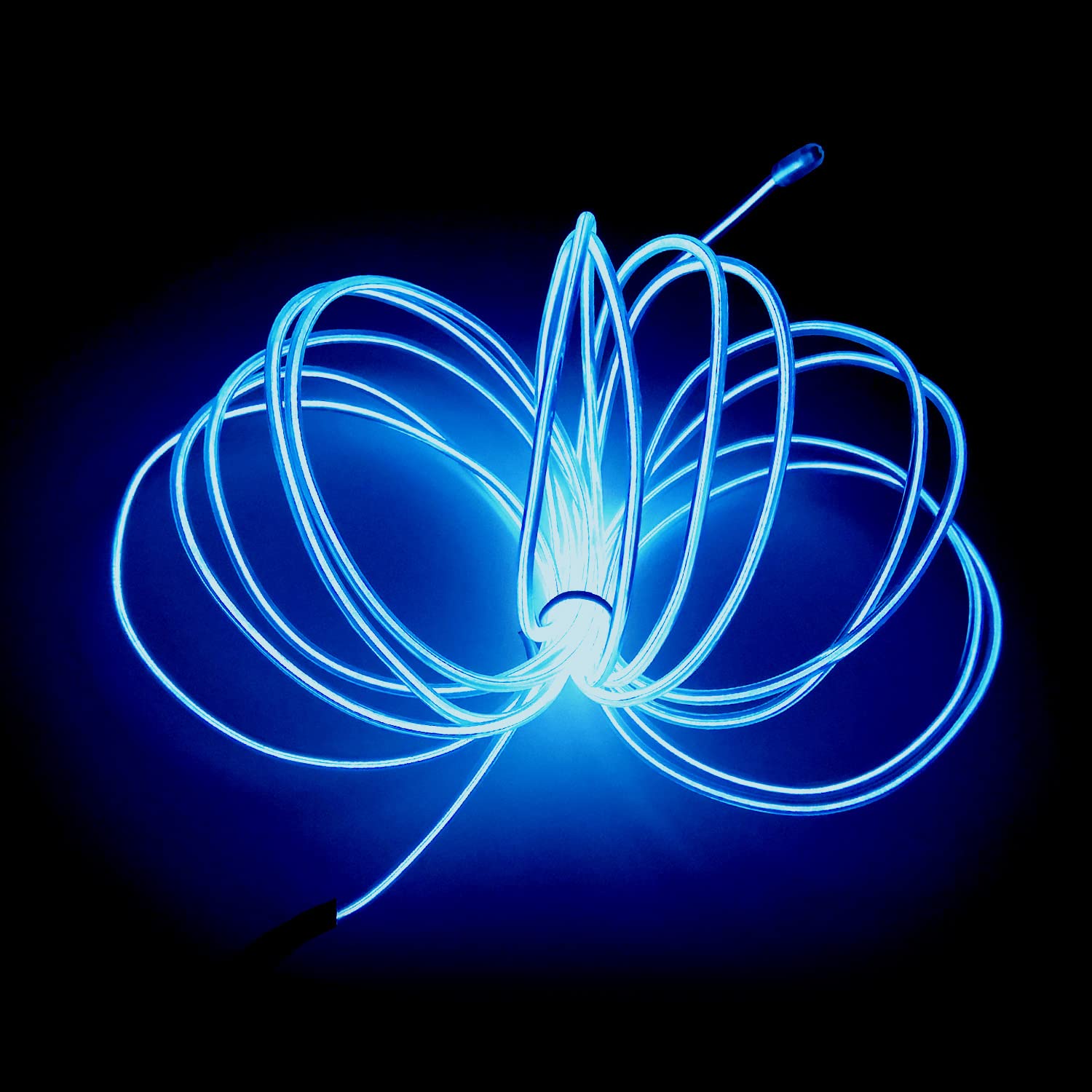 Maxlax El Wire Blue, 16.4Ft/5M Portable Battery Pack Neon Lights Strip 360° Cuttable Glowing Rope Lights For Parties, Halloween, Diy Decoration