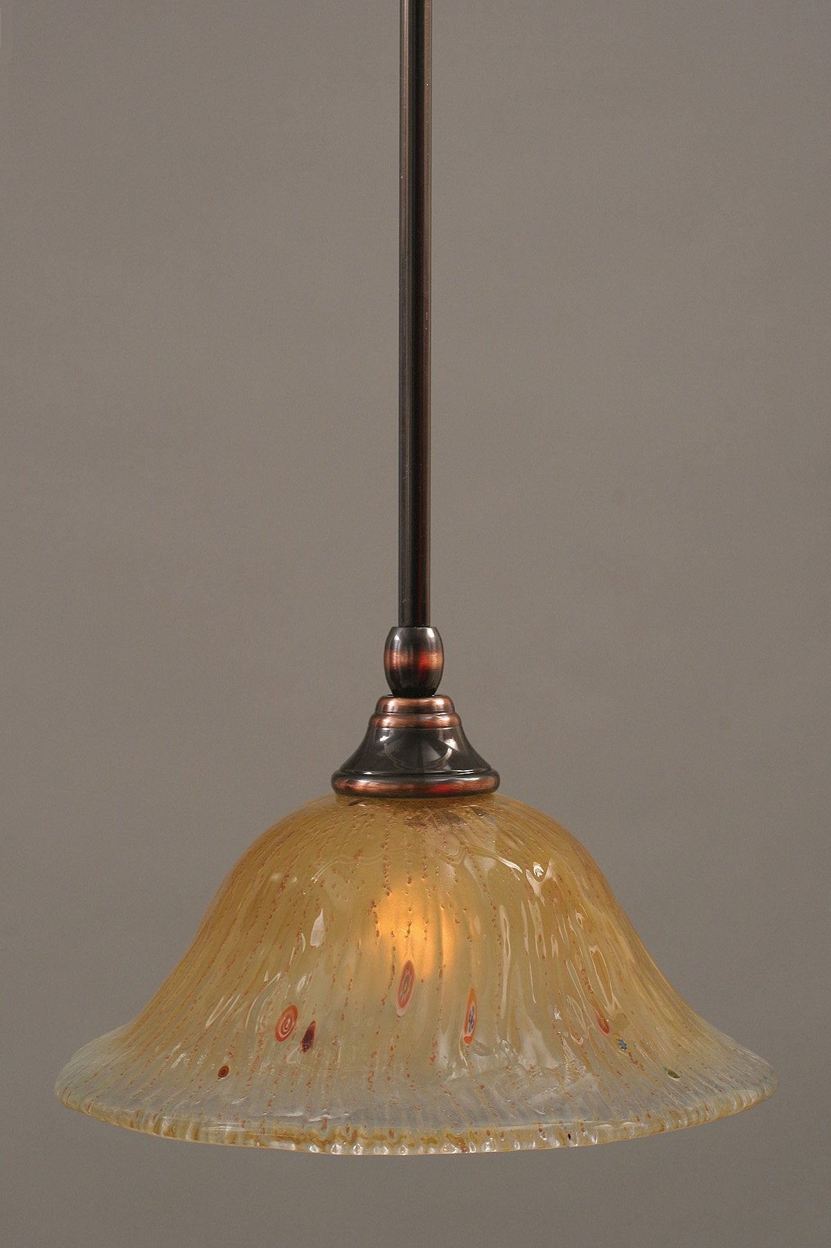 Toltech Lighting 23-Bc-730 10-Inch Stem Mini-Pendant Light Black Copper Finish With Amber Crystal Glass