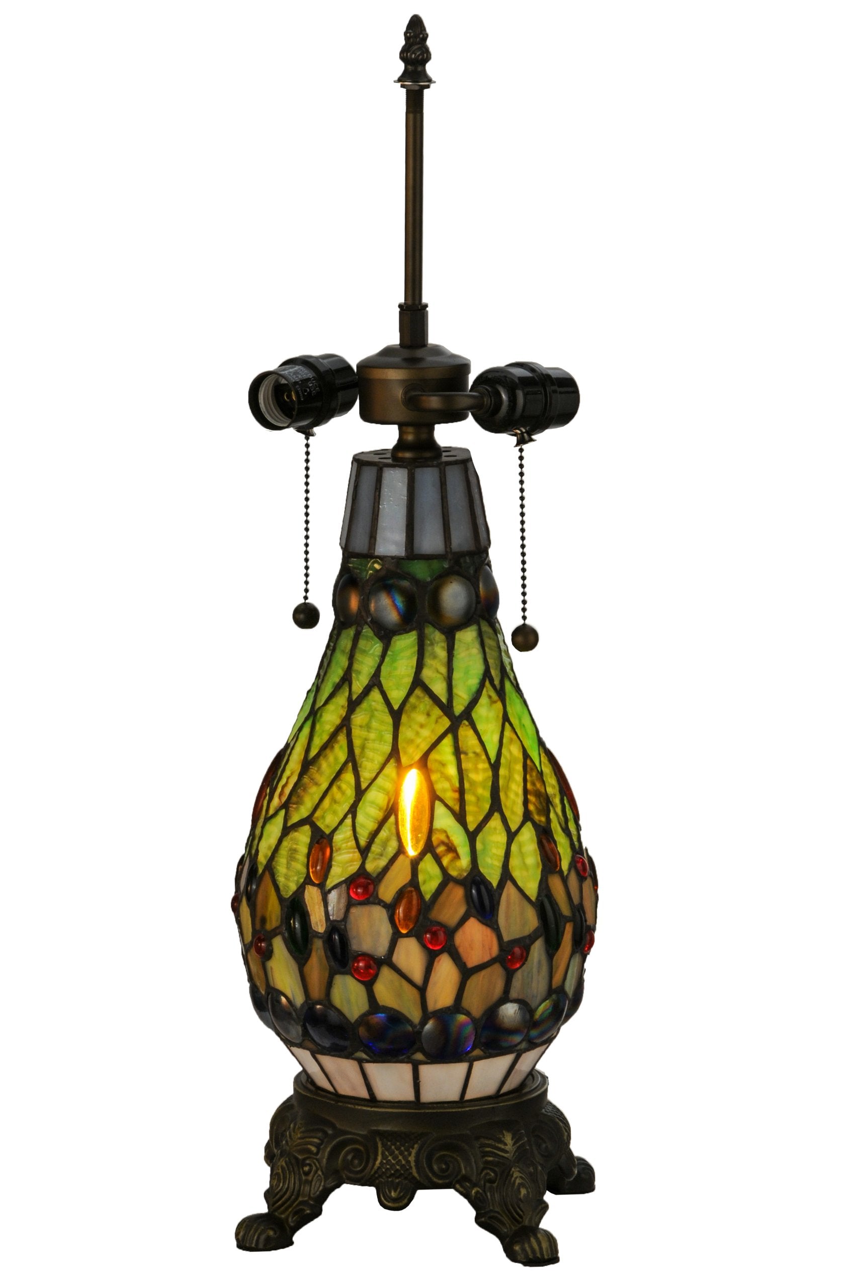 Meyda 118847 255 In Tiffany Mosaic Lighted Table Base  59R 59 Orange