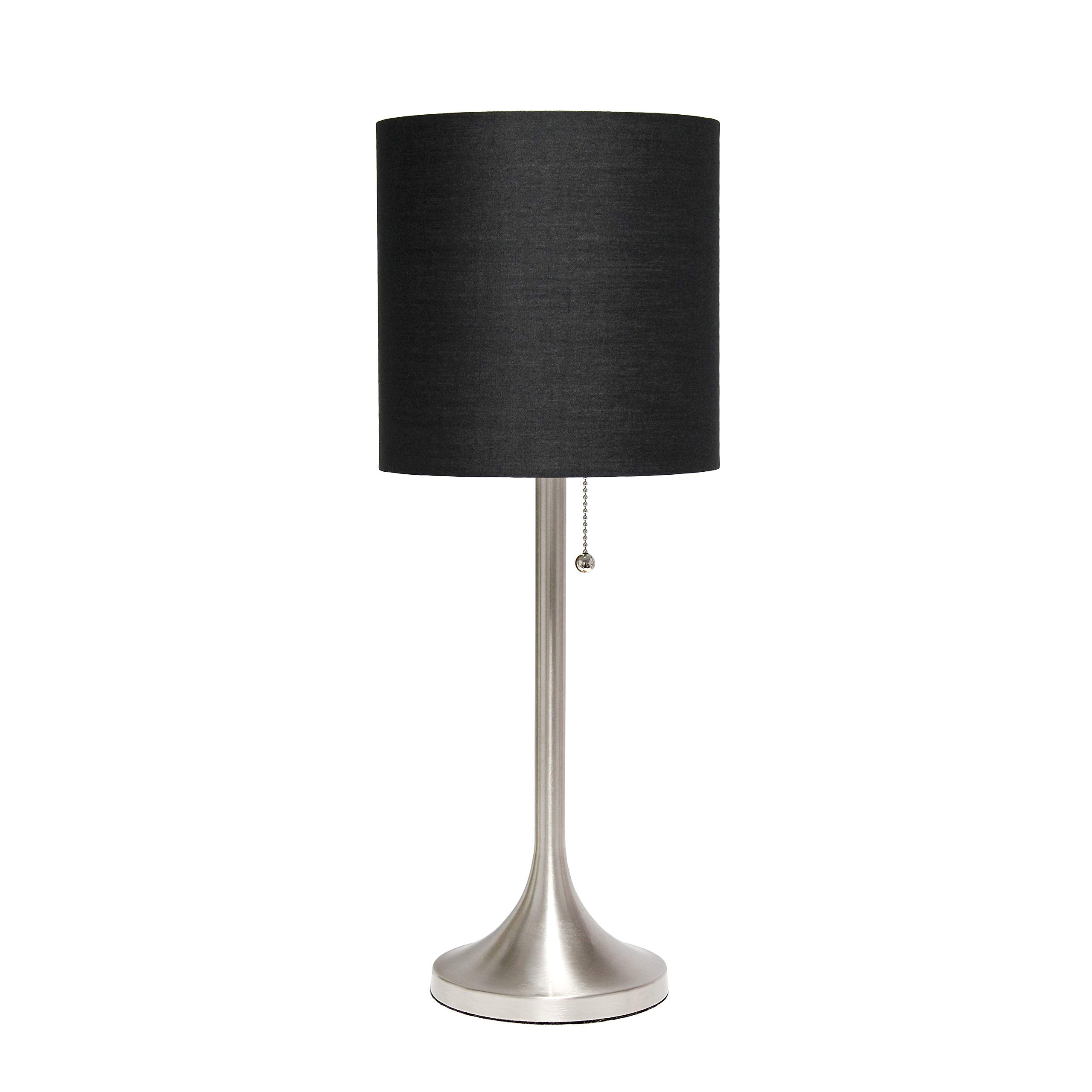 Simple Designs LT1076-BNB Tapered Fabric Drum Shade Table Lamp, Brushed Nickel and Black (Pack of 4)