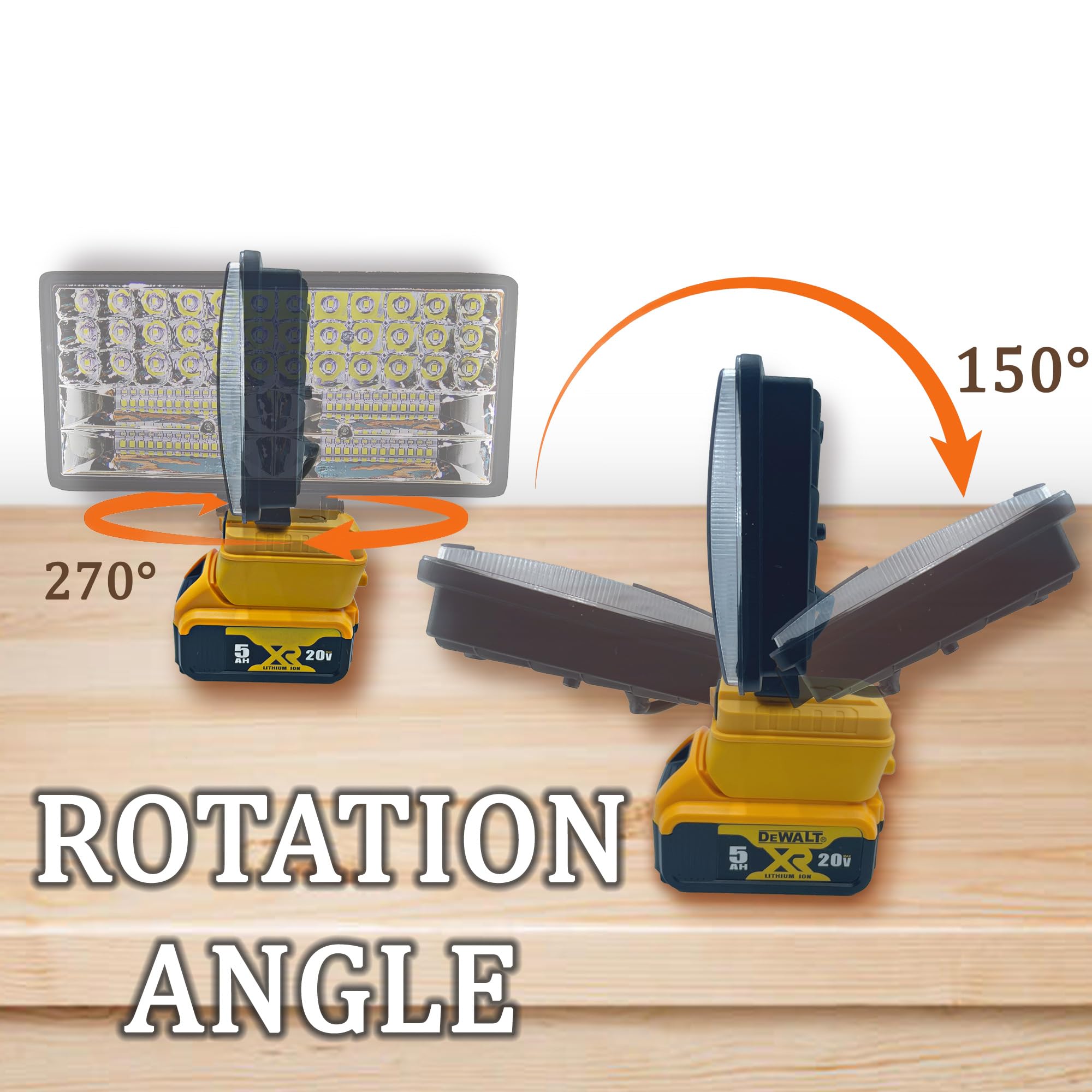 Cordless Led Work Light For Dewalt 20V Battery,90W 5400Lm Wide Beam Flood Light With Two Usb Charging Port Flashlight For Emerge