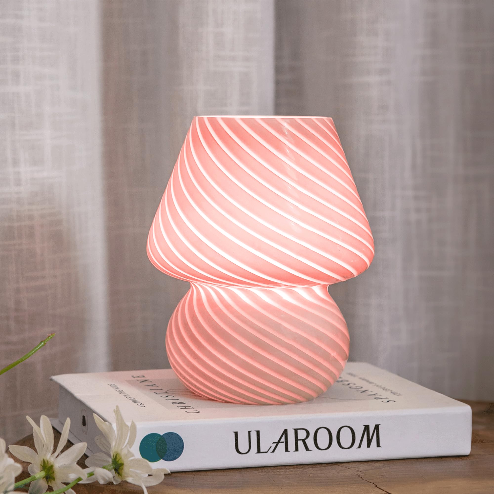 ULAROOM USB Plug-in Mushroom Lamp Small Bedside Table Lamp with 3 Temperature LED Bulb, Free Dimming Nights Light for Bedroom/Li