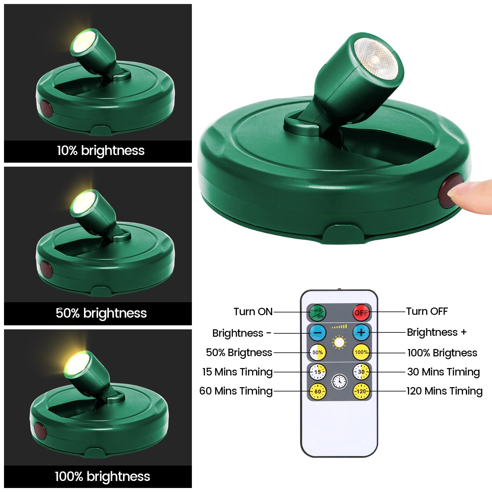 Led Spotlight Battery Powered, Wireless Picture Light, Accent Spot Light For Indoor Plant Tree, Display Puck Lights With Remote,