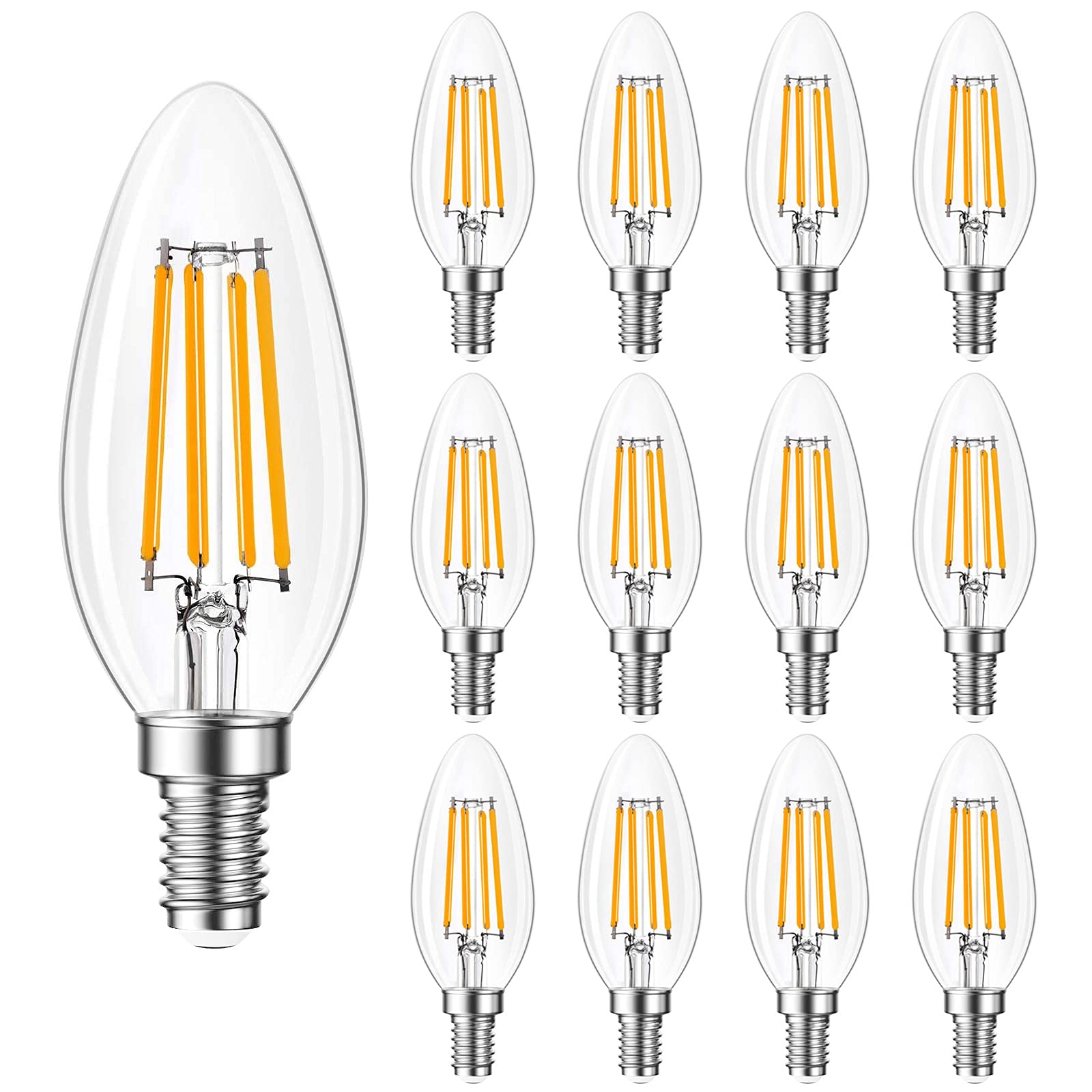 Qingmiao B11 E12 Led Candelabra Bulbs Dimmable 4W(40 Watt Equivalent), Chandelier Light Bulbs 400Lm, 3000K Soft White, Ceiling F