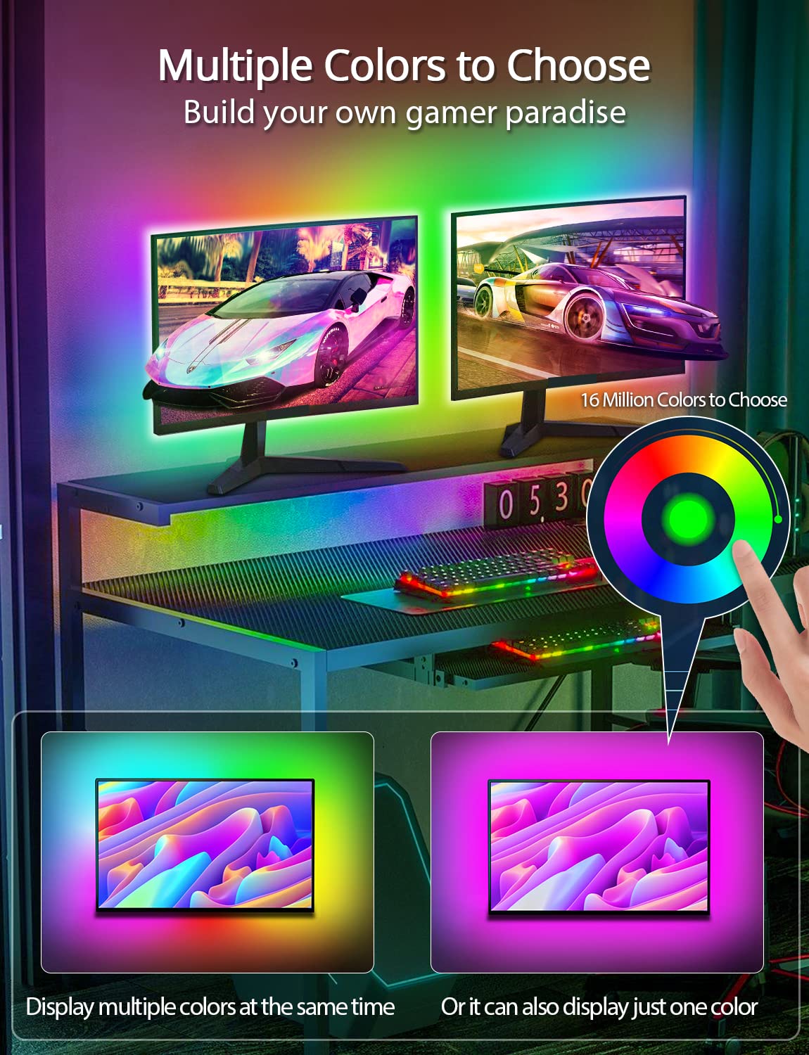 Led Lights For Tv Led Backlight, 16.4Ft Rgb Led Strip Lights For Tv Lights Behind, Maticod Usb Led Light Strip For 55-70In Tv, Bluetooth App Control Music Sync Strip Lighting For Christmas Decorations