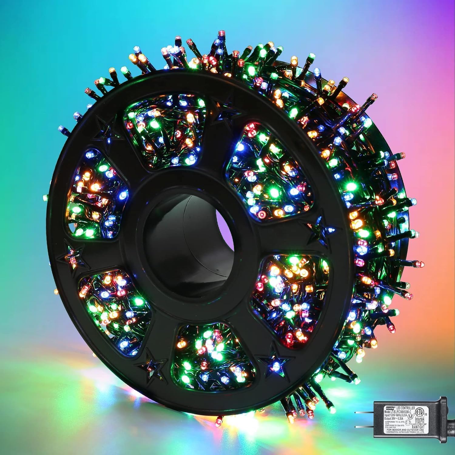 Quntis 164ft 2000 LED Cluster Christmas Lights - Dark Green Wire Christmastree Lights - Multicolor 8 Modes Outdoor Waterproof LE