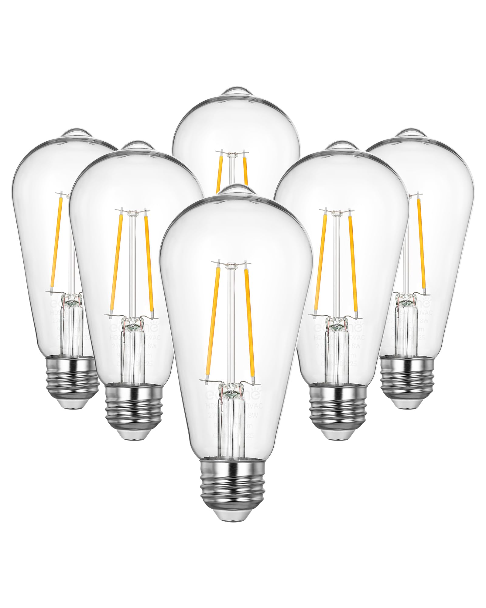 Edishine Dusk To Dawn Led Light Bulbs, 8W Equivalent 60W, Vintage Styled St64 Led Edison Bulbs, 700Lm Extra Bright 2700K Warm Wh