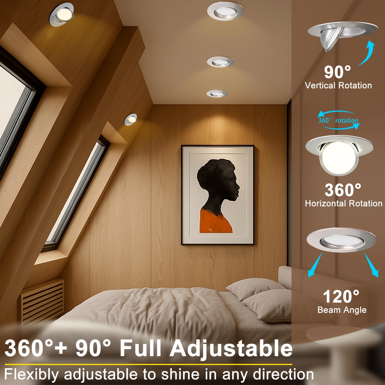 Lightdot 6 Pack 6 Inch Led Gimbal Recessed Lighting  360+90 Adjustable  3Cct Selectable & Dimmable (5%-100%)  1300Lm Ultra Bright Canless Downlight  Etl/Fcc Certified For Living Room/Kitchen-Silver