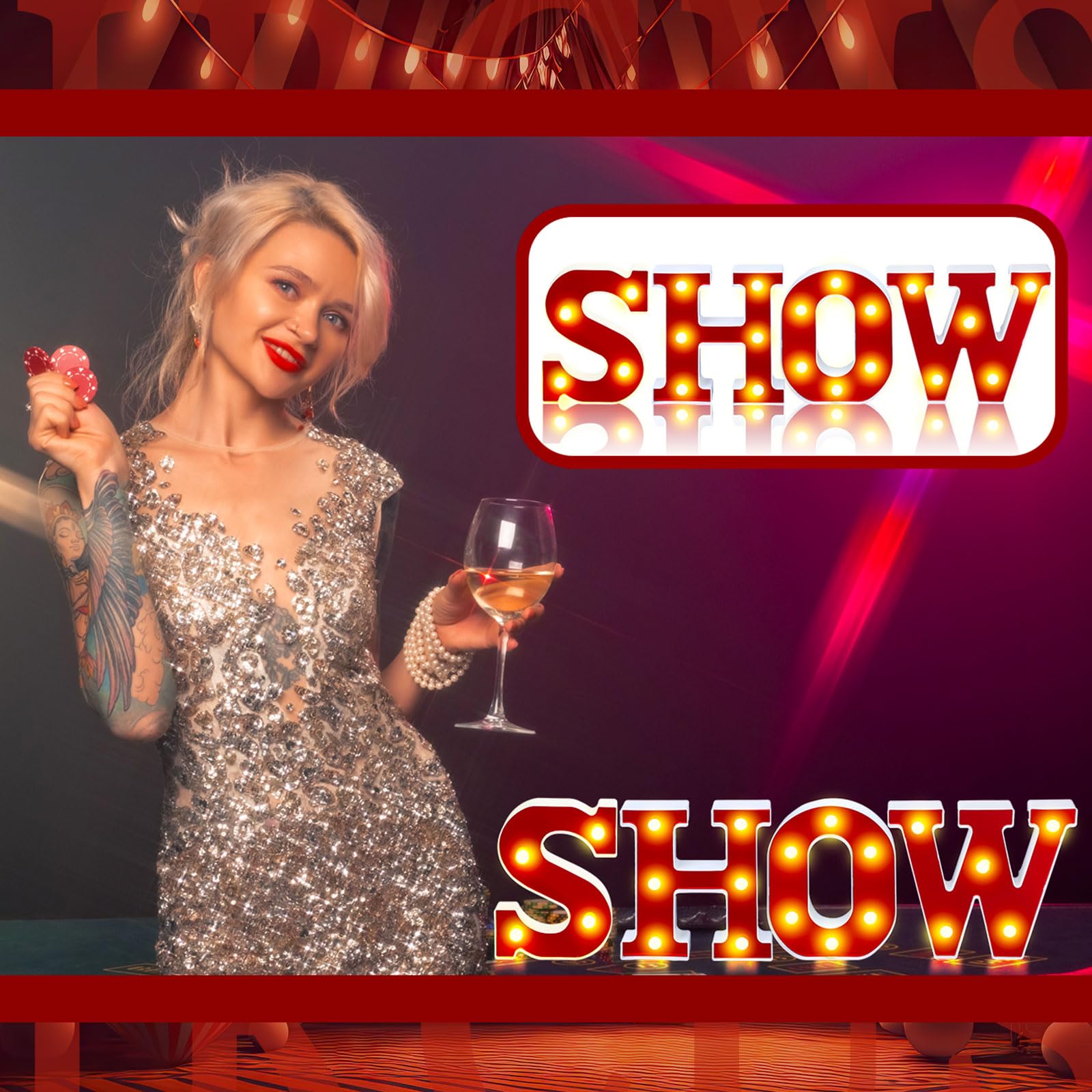 Aurelema LED Light Up Letters Sign, Red Marquee Decor, 6.3 inches, Model MJO-Aurelema-1194 for Parties and Tabletop Decoration