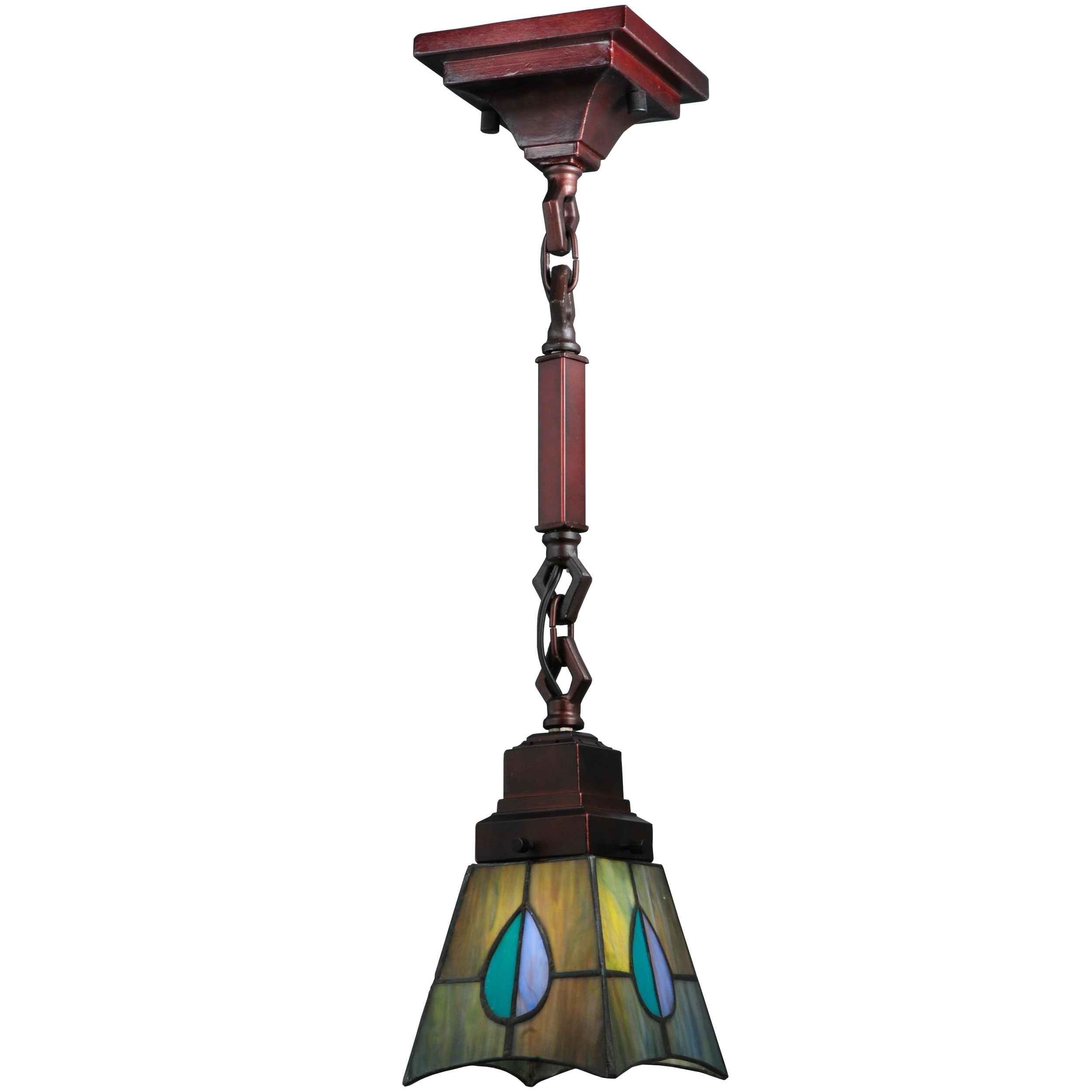 Overstock Mission Mackintosh 1 Light Mini Pendant, Glass, Mahogany Bronze, Model 16080