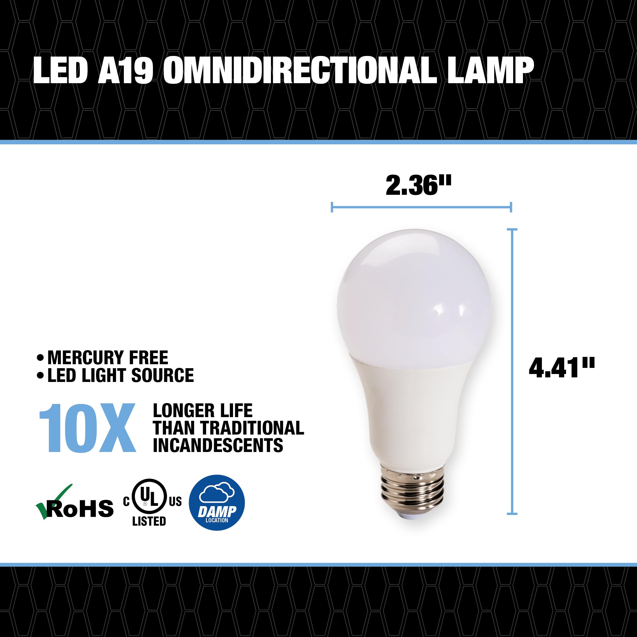 Topaz Led Light Bulb, A19, Omnidirectional, 15W, 4000K Dimmable