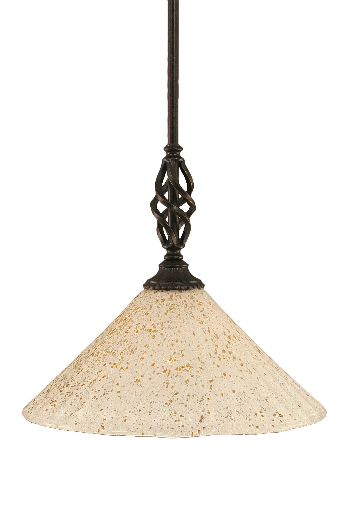 Toltech Lighting 80-DG-702 12-Inch Elegante Mini-Pendant Dark Granite Finish with Gold Ice Glass