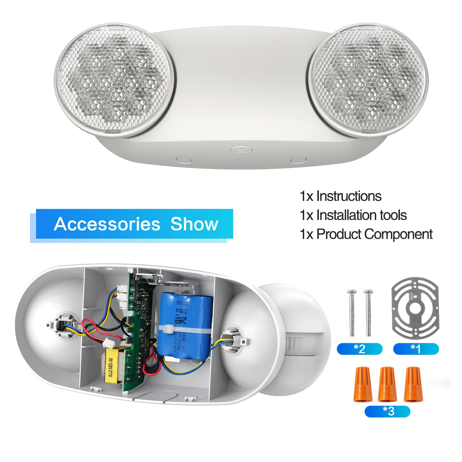 Spectsun Emergency Light 4 Pack, LED with Battery Backup, UL 924 Certified, White, Model SPJLEU5-WT-4