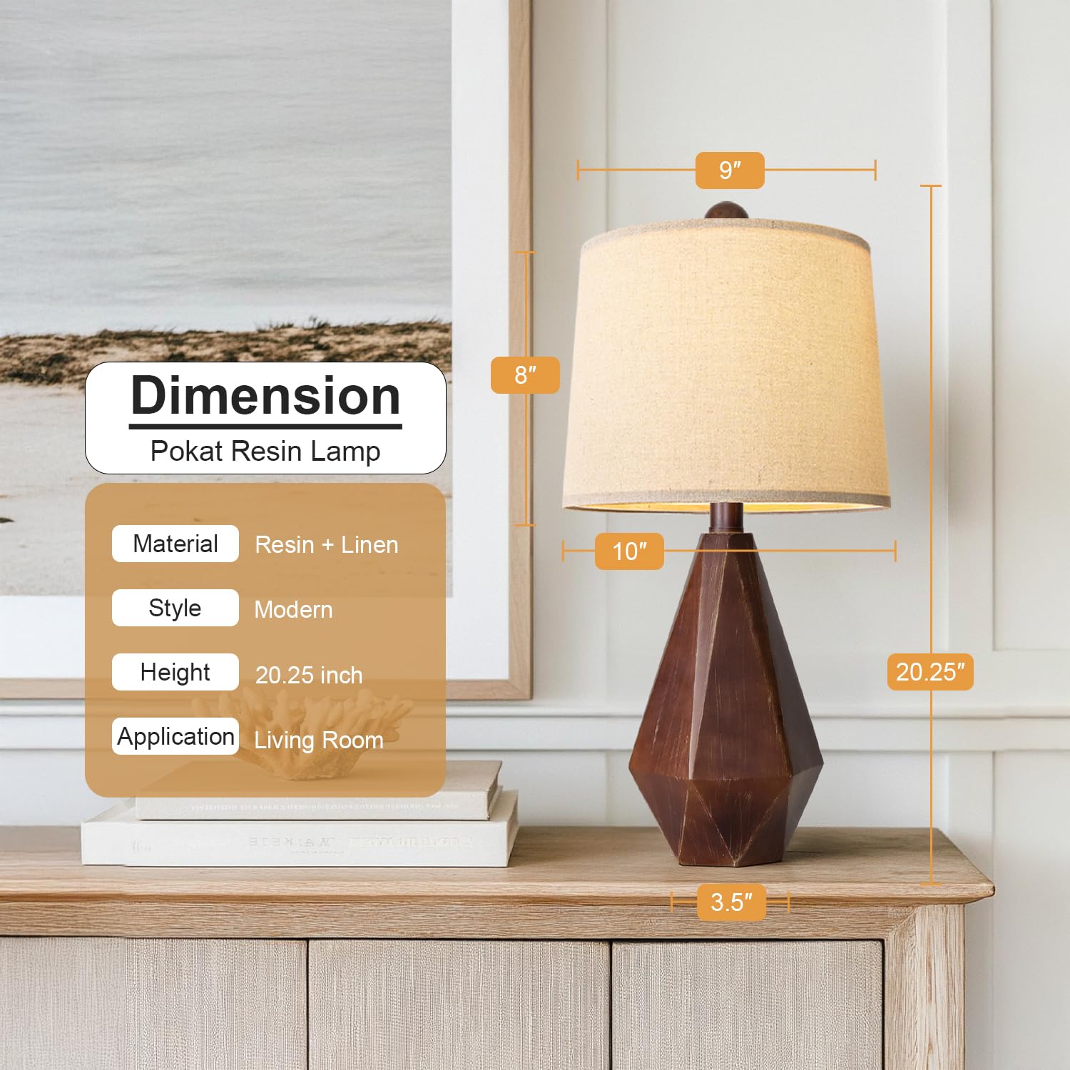 Pokat 20.25'' Farmhouse Table Lamps Set Of 2 For Night Stands, Vintage Bedside Lamps For Bedroom Living Room, Modern Bedroom Lam