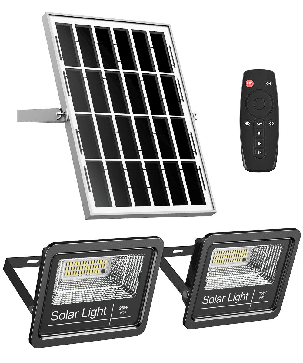 Solar Flood Light Outdoor 1000Lm Dual 6000K Bright White Floodlights Ip65 Waterproof Solar Power Light Auto On/Off Dusk To Dawn With Remote Control For Yard, Garden, Shed, Barn.