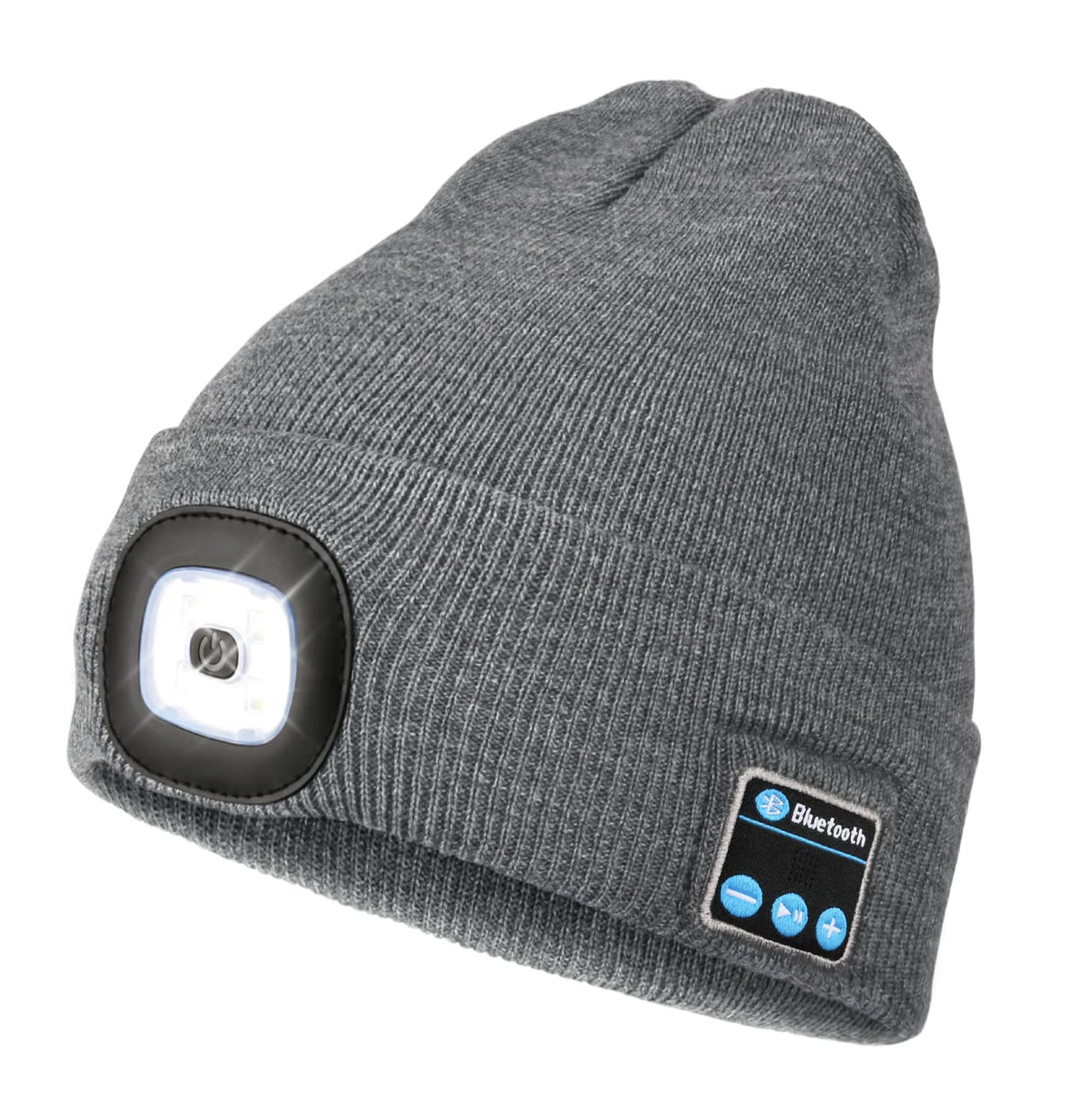 Bluetooth Beanie With Light, Unisex Usb Rechargeable Led Headlamp Hat With Headphones, Built-In Speakers & Mic Winter Knitted Ni
