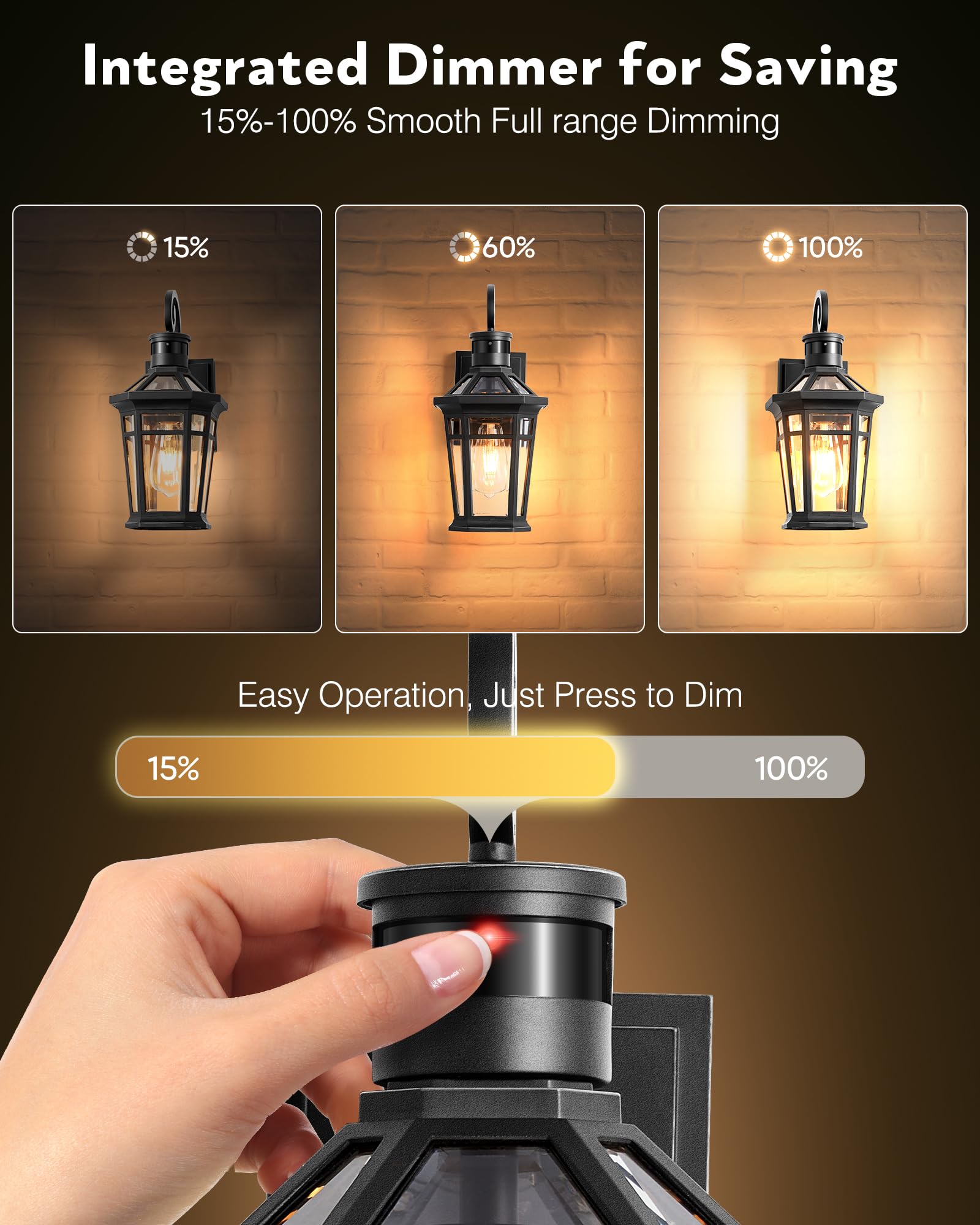 OPAXIS Motion Sensor Outdoor Wall Light, Black Aluminum, 1-Pack, Model P8106, Adjustable Sensor Range, Dusk to Dawn Sconce for Porch/Garage