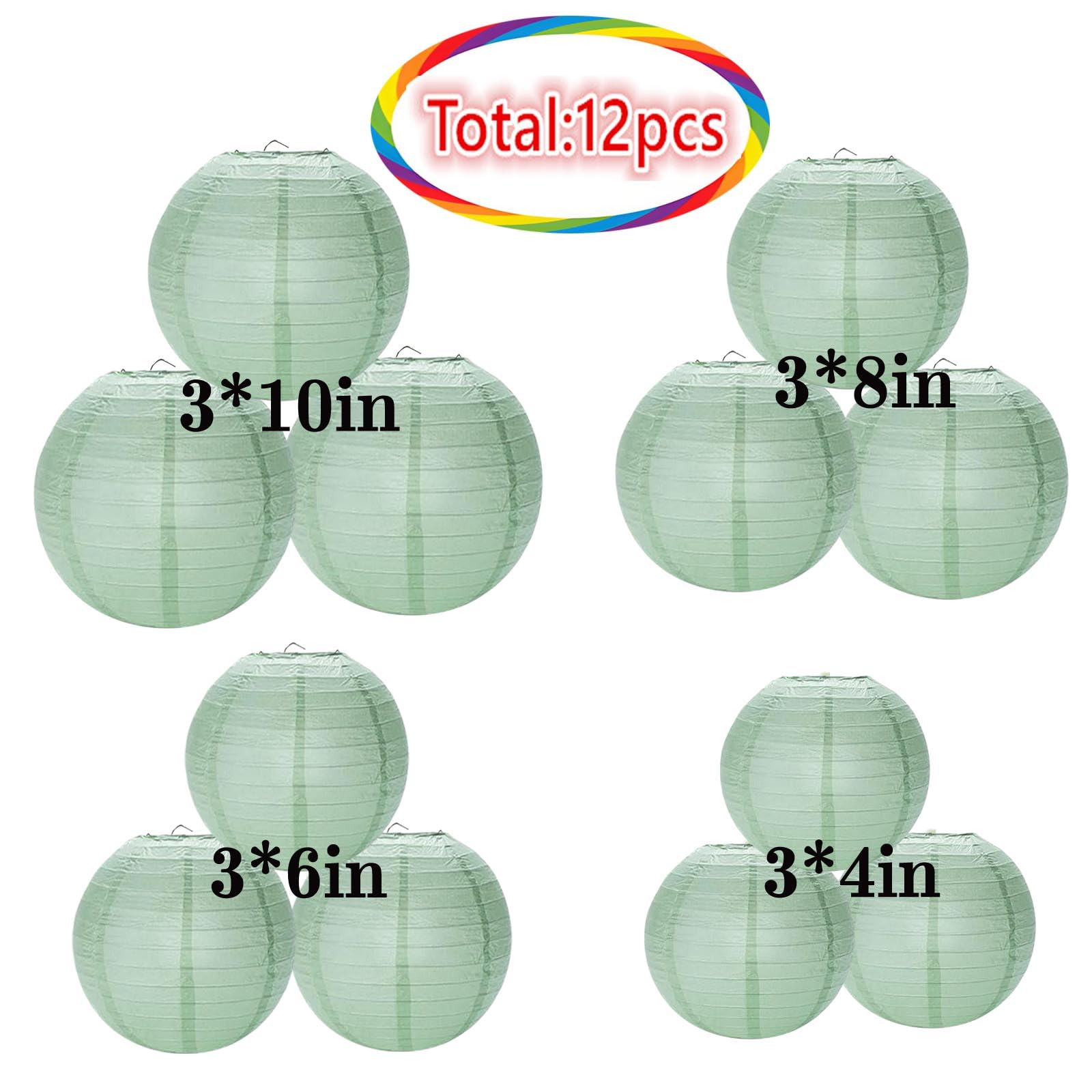Prxififeq Dusty Sage Green Paper Lanterns 12Pcs Hanging Round Paper Lanterns Decorative For Graduation Baby Shower Wedding Birth