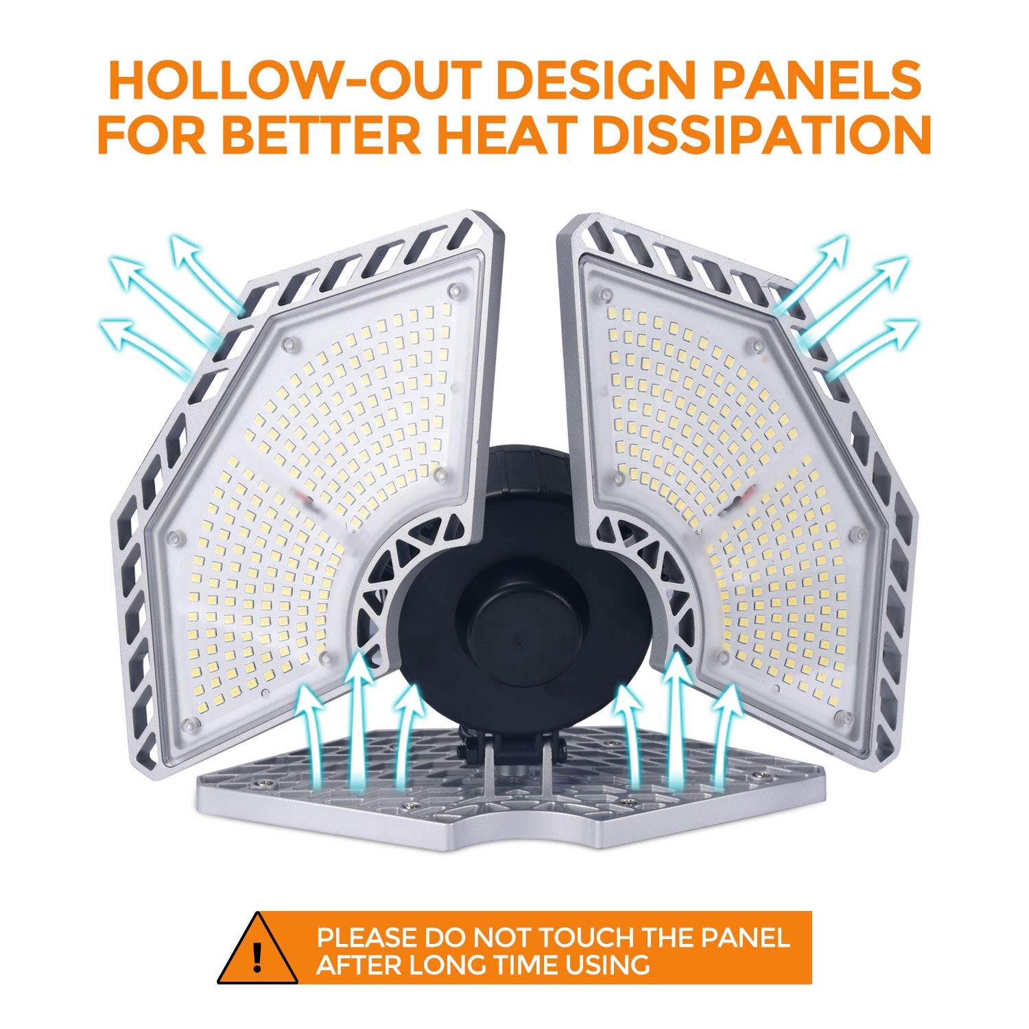 Led Triple Glow Shop Light, 140W 18500 Lumens, 6000K Daylight With Deformable Three Panels For Basement, Workshop, Warehouse