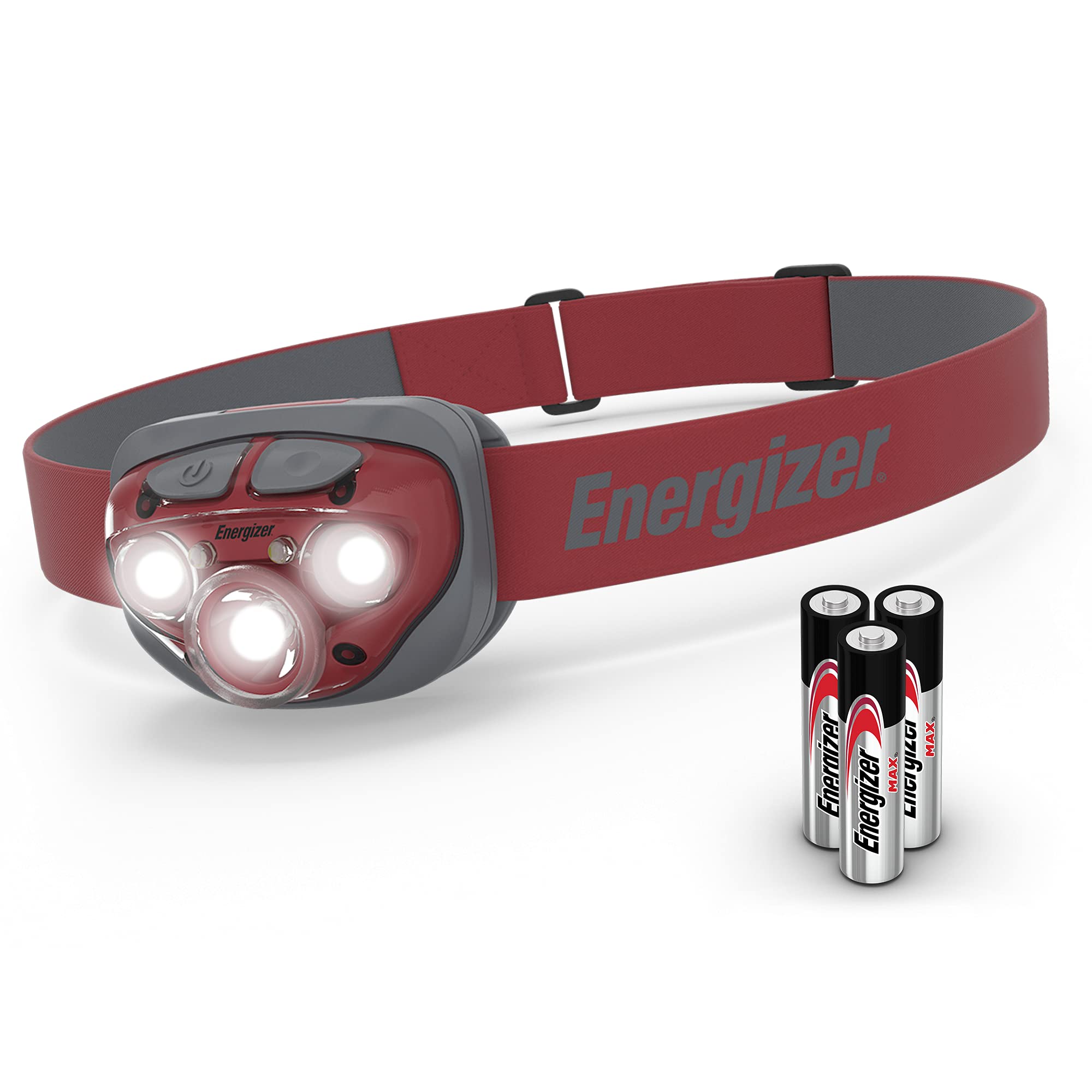 Energizer LED Headlamp, Bright Headlamp for Outdoors, Camping and Mechanic Work Light, Includes Batteries, Pack of 1, Rust Red