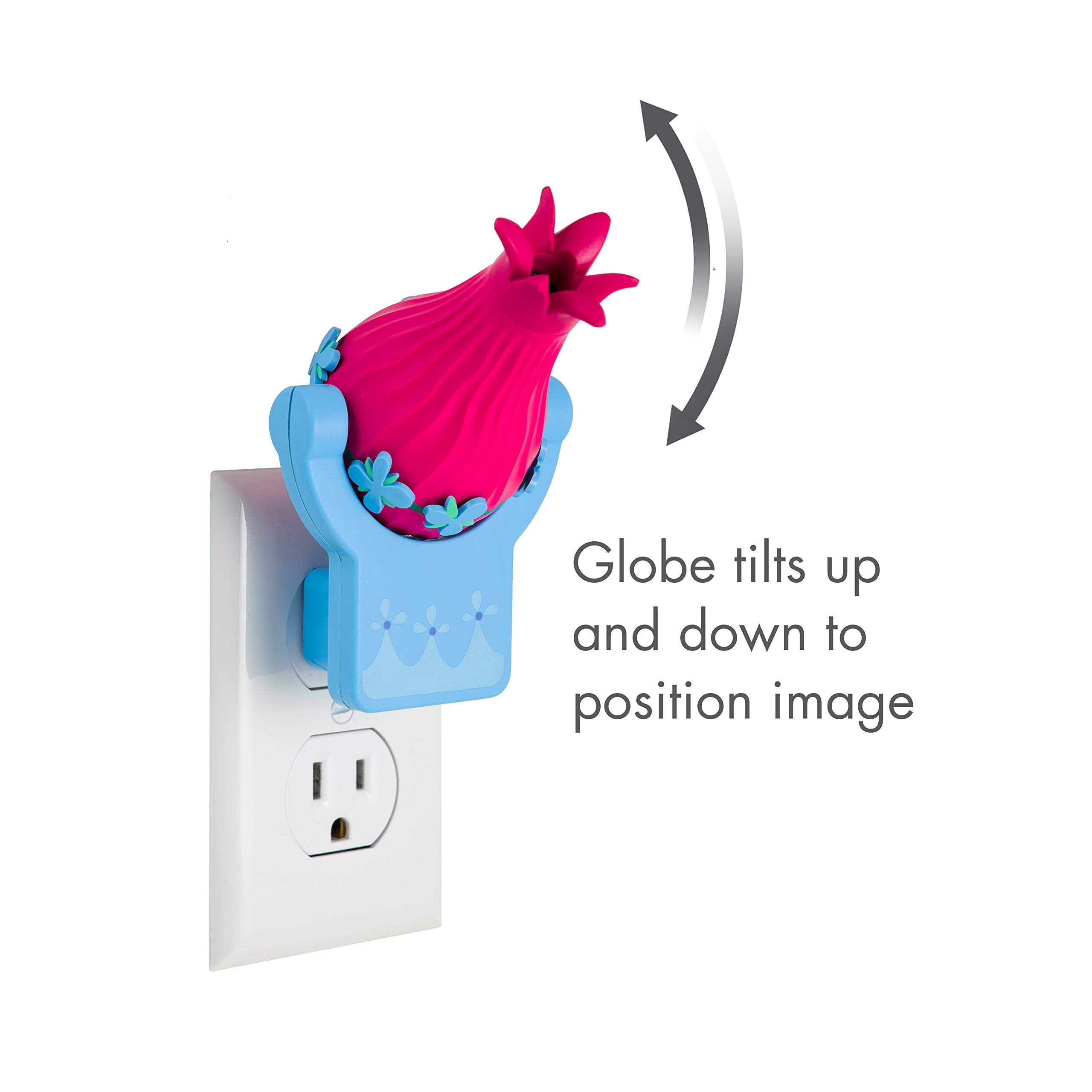 Projectables LED Night Light, Dusk to Dawn, 1 Image, Model 42030, Blue/Pink - Trolls, Ideal for Bedroom, Bathroom, Nursery