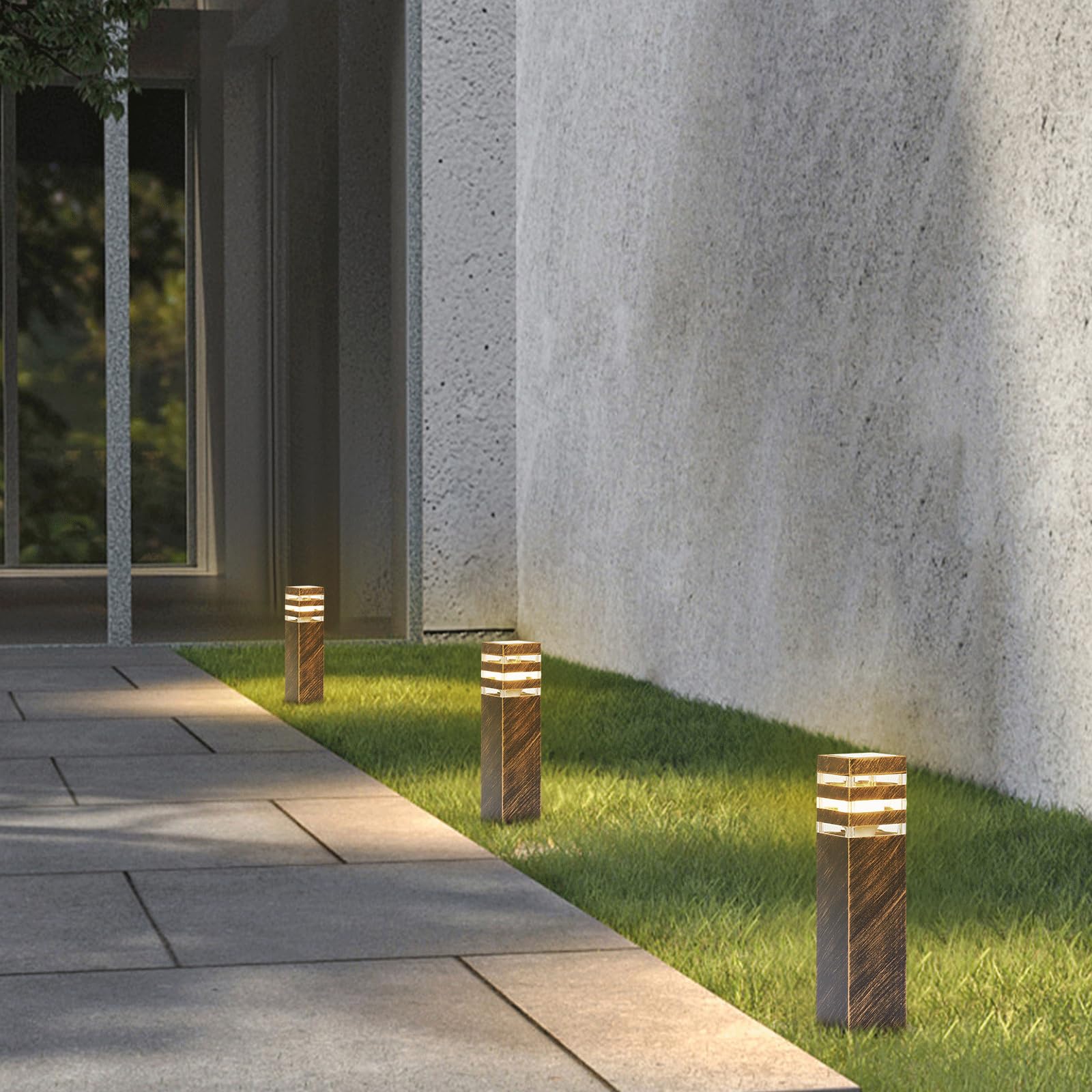 Slawa Bronze Outdoor Pathway Lights, Ip65 Waterproof Aluminum Pillar Lamps For Yard & Patio