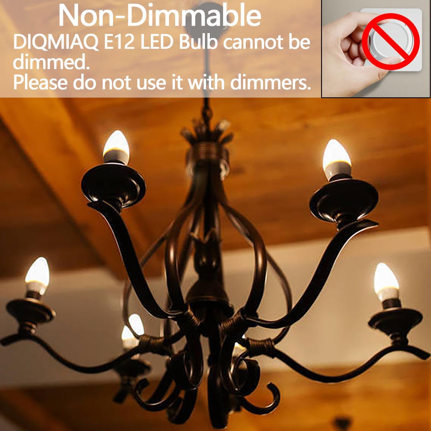 Diamiaq B11 Led Light Bulb E12 Led Bulb Warm White 2700K 600 Lumens Candelabra Light Bulbs Candle Bulbs For Ceiling Fan, Non-Dim